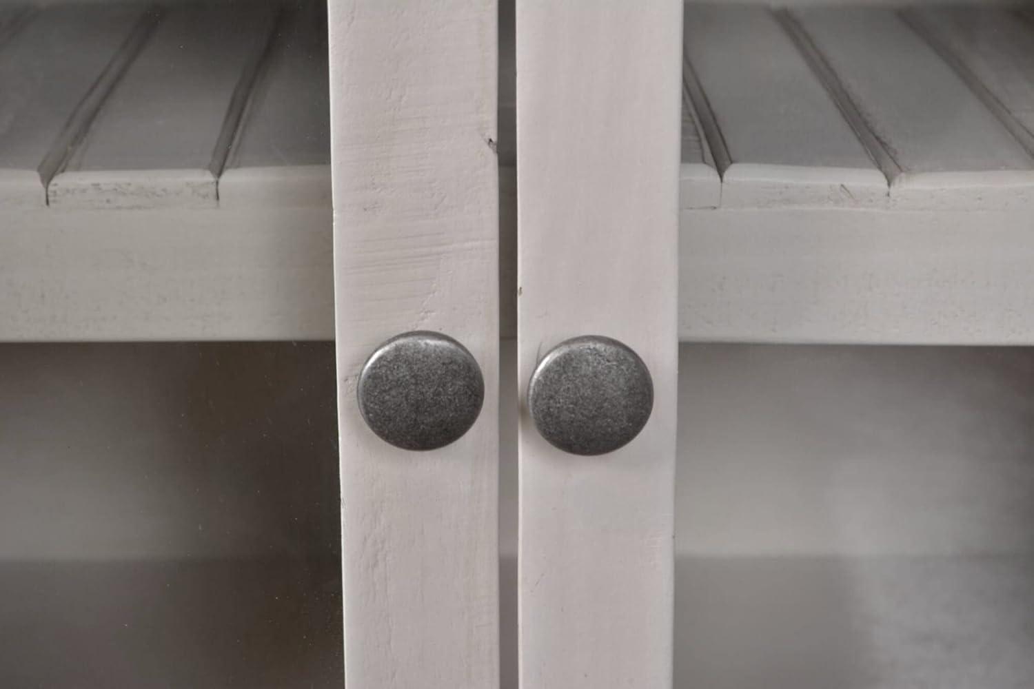 Sunset Trading Stowe Barn Door Console - Media Cabinet - TV Stand - Rustic White and Brown Solid Wood