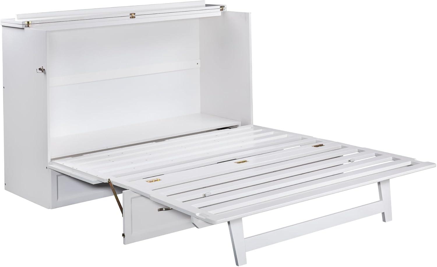Queen Deerfield Murphy Bed Chest with Charging Station White - AFI: Space-Saving, Fold-Out Mattress, Elegant Design