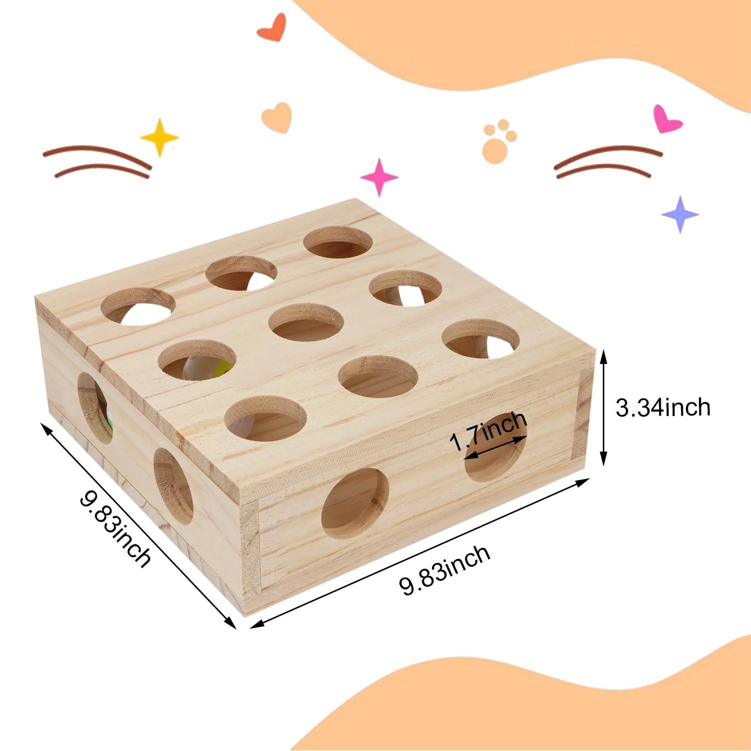 Hypeety Interactive Cat Toy Puzzle Box Wooden Treat Maze Scratcher Peek Play Toy Box Fun Interactive Cat Toy Fun Hide and Seek Agility Toys