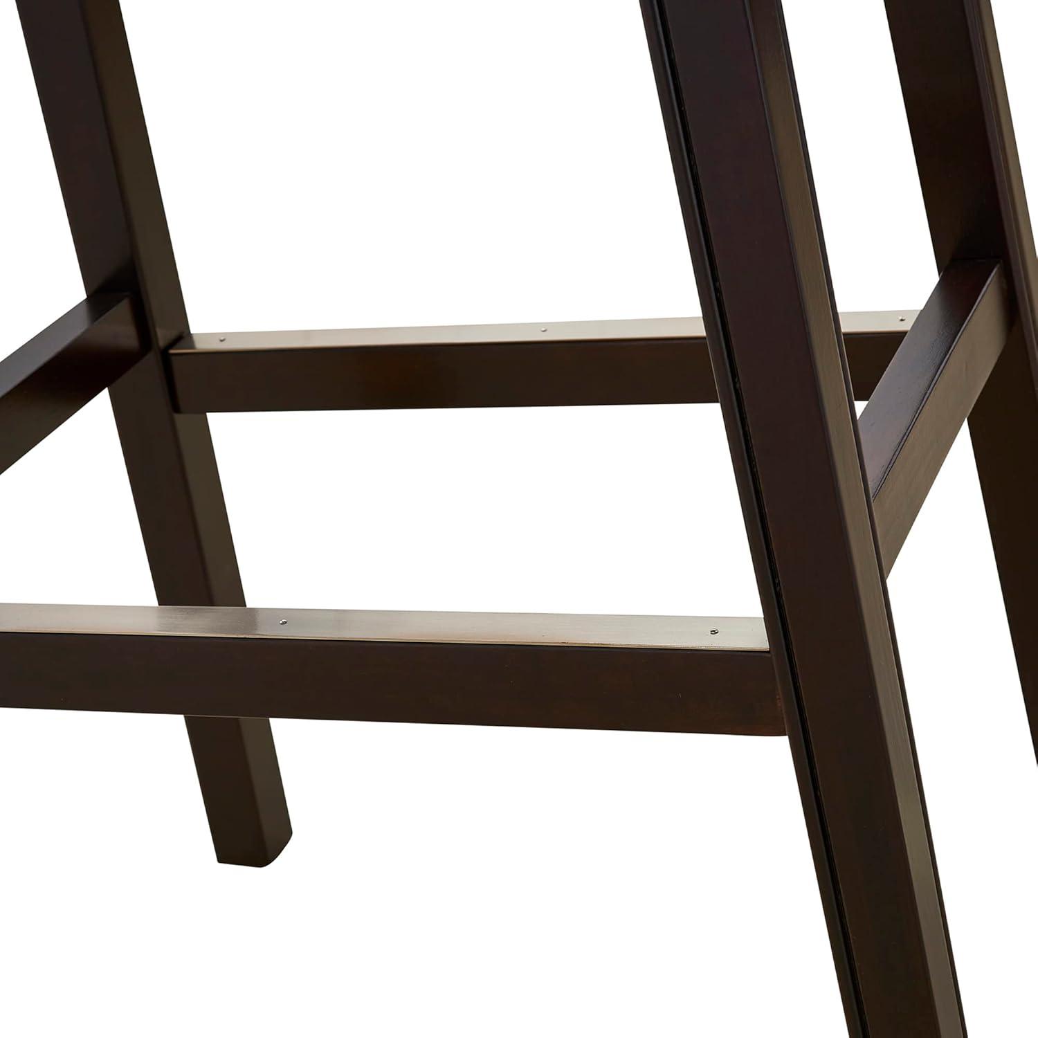 New Ridge Home Goods  25 in. Julian Counter-Height Wood Barstool with Tan Faux-Leather Seat - Espresso