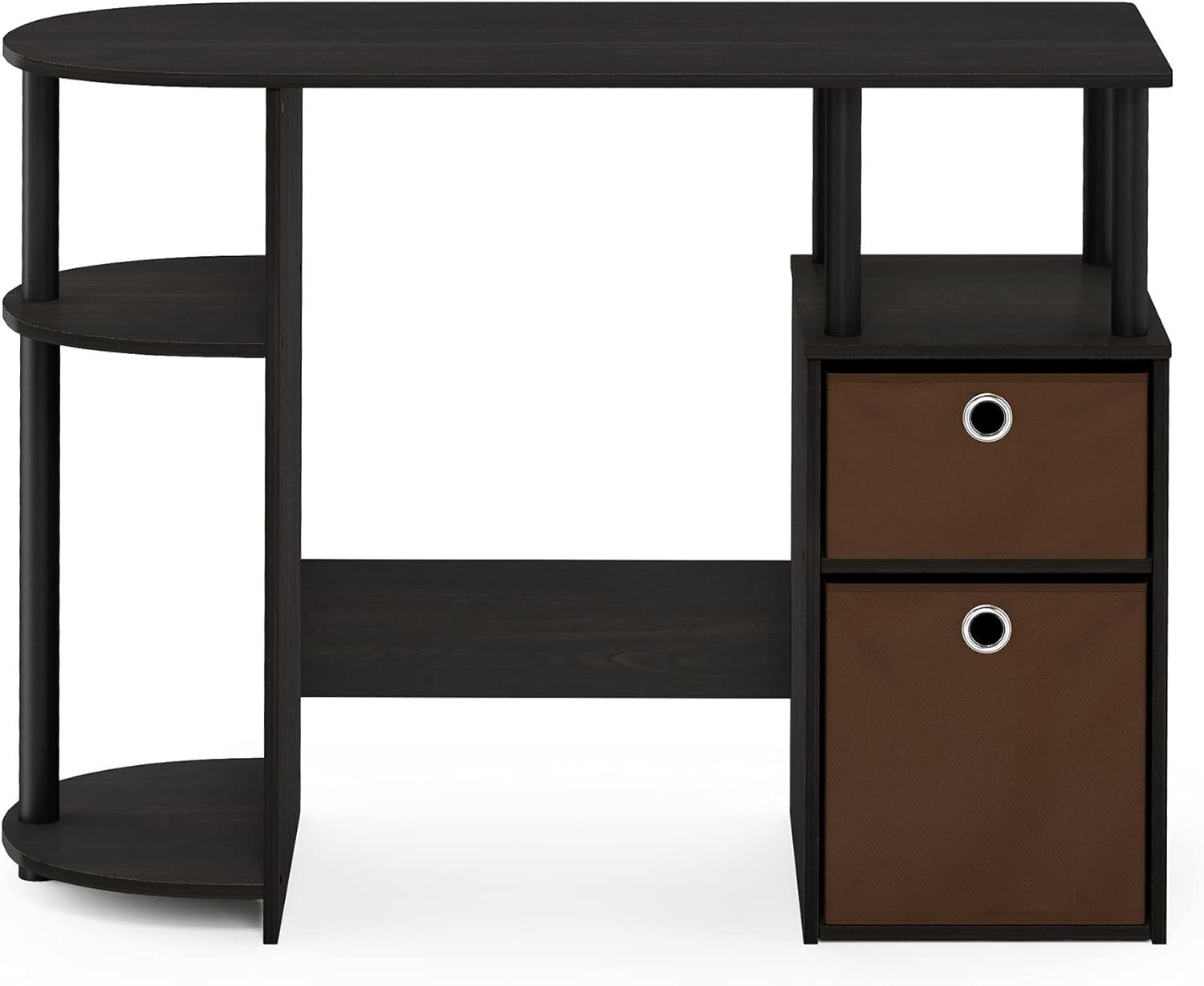 Espresso Composite Wood Study Desk with Drawer and Shelves