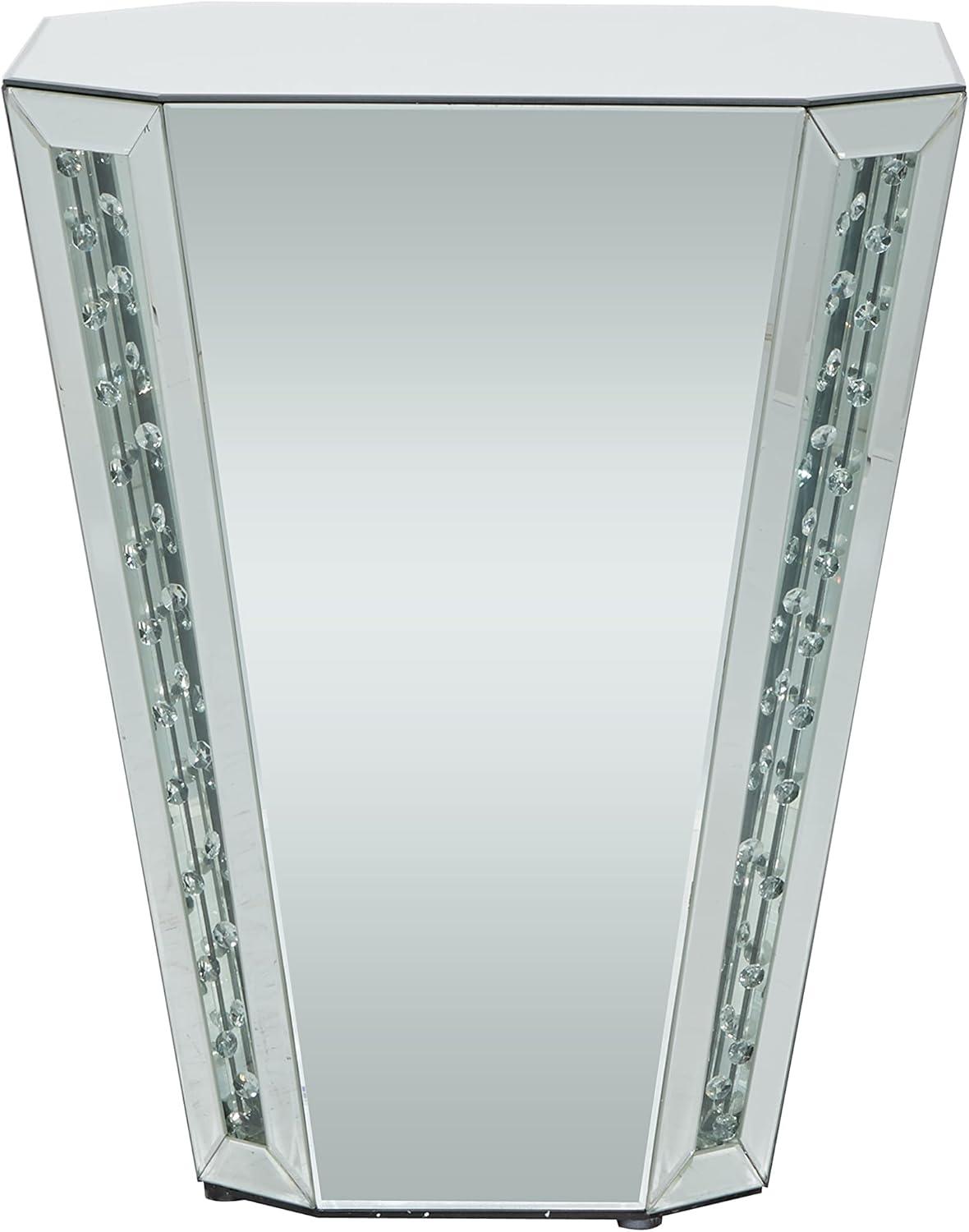 DecMode 20" x 24" Silver Glass Mirrored Geometric Accent Table, 1-Piece