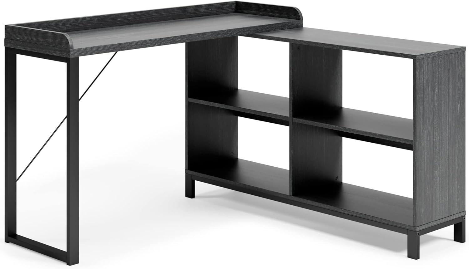 Black Wood Corner Home Office Desk with USB Port