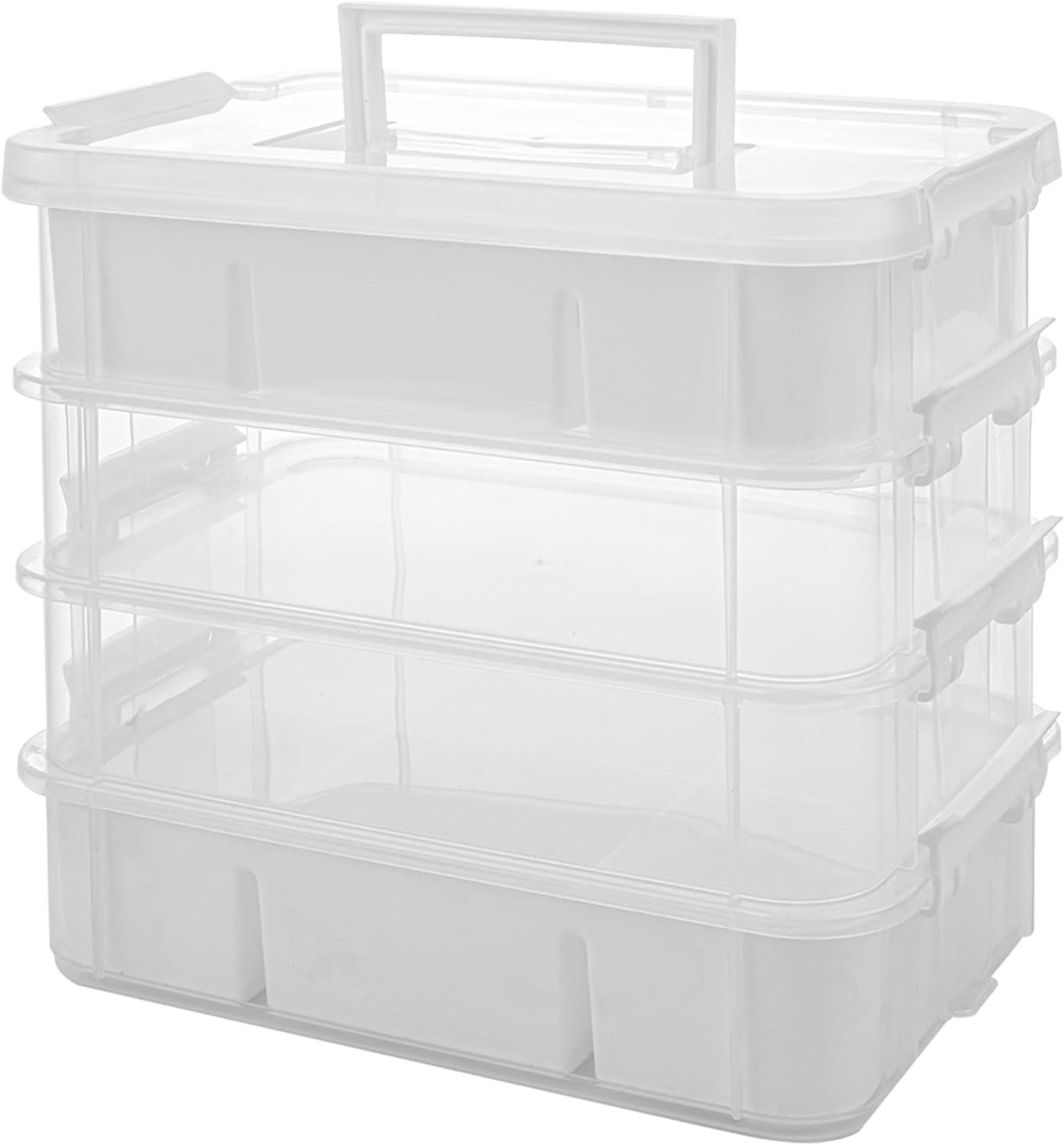 Everything Mary Clear 4-Tier Plastic Craft and Hobby Stackable Snap Box