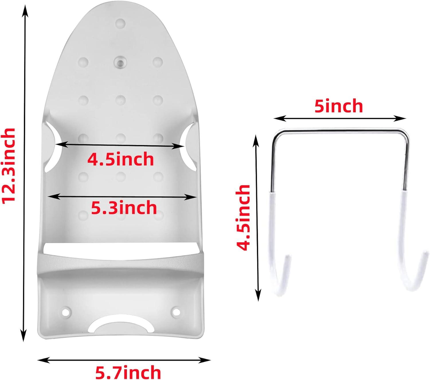 Ironing Board Hanger Wall Mount Electric Iron Holder Household Bathroom Shelf Holder Rack Electric Iron Holder - for Max 5.3 inch Width(White)