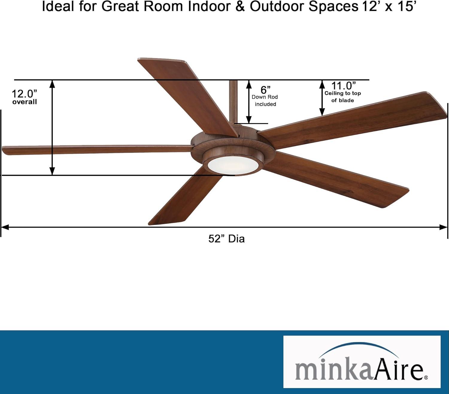 52" Sabot 5 - Blade LED Standard Ceiling Fan with Remote Control and Light Kit Included