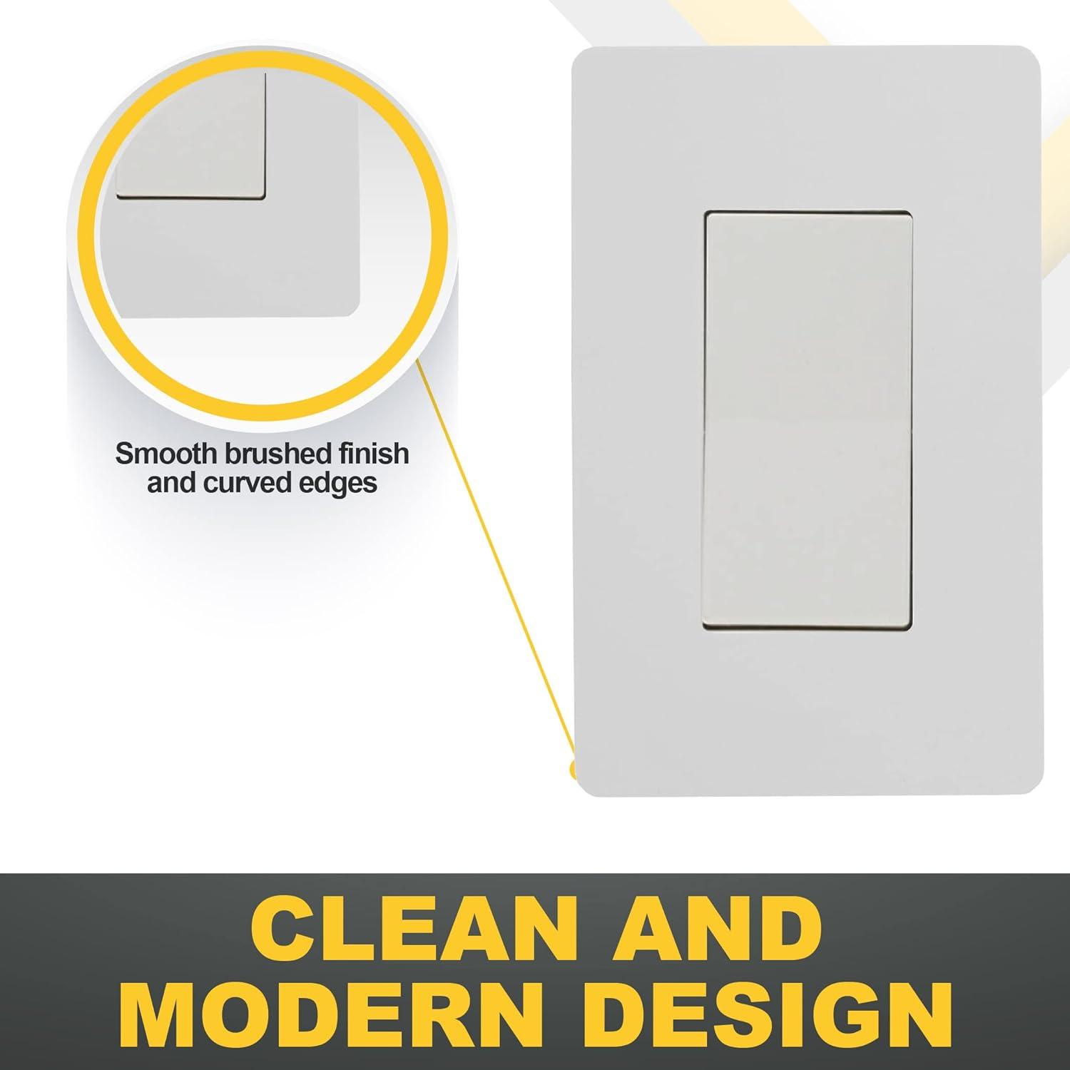 White Smooth 1-Gang Screwless Wall Plate Set