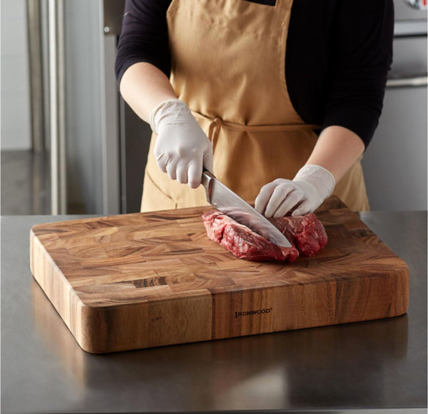 Ironwood Gourmet Union Stock Yard End Grain Butcher Block, Acacia Wood, 14" x 20" x 3"
