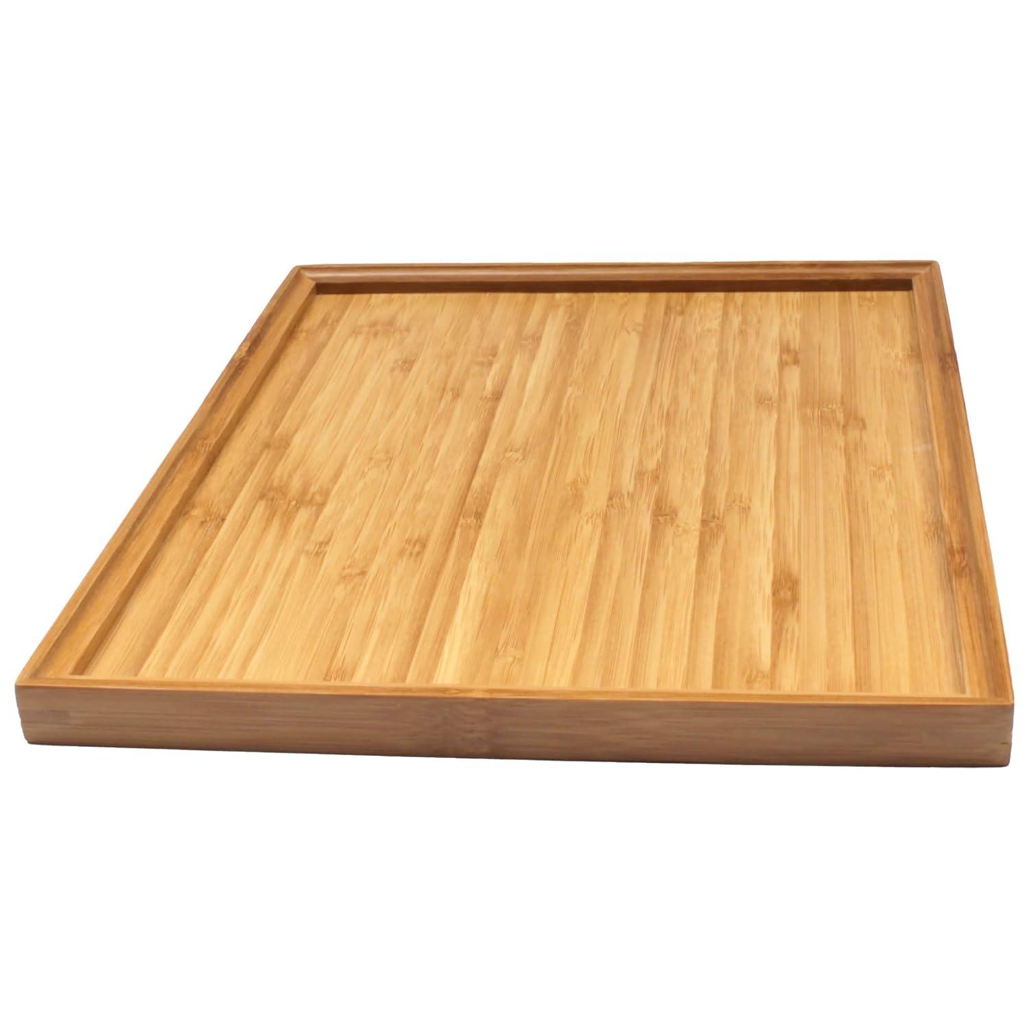 Natural Bamboo Rectangular Serving Tray for Food and Drinks