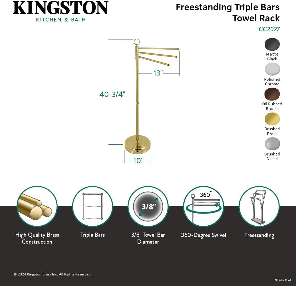 Kingston Brass CC2025 Kingston Brass Vintage Freestanding Triple Towel Rack
