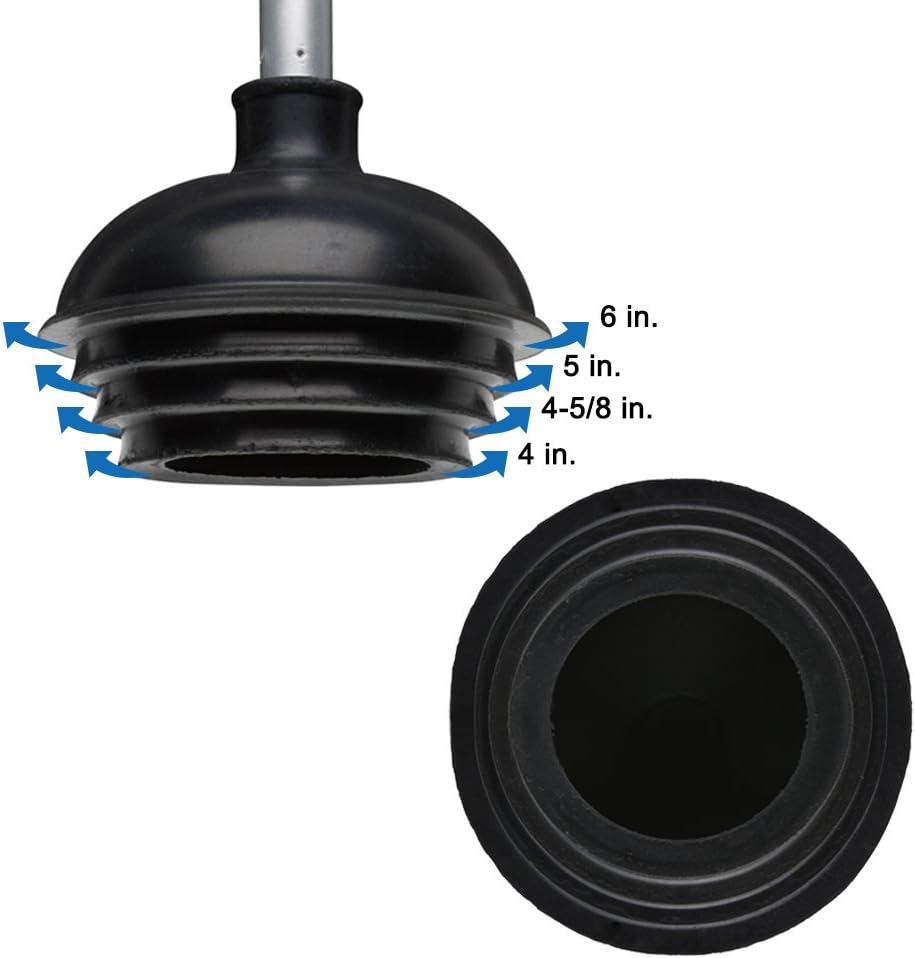 Heavy-Duty Black Rubber Toilet Plunger with Aluminum Handle