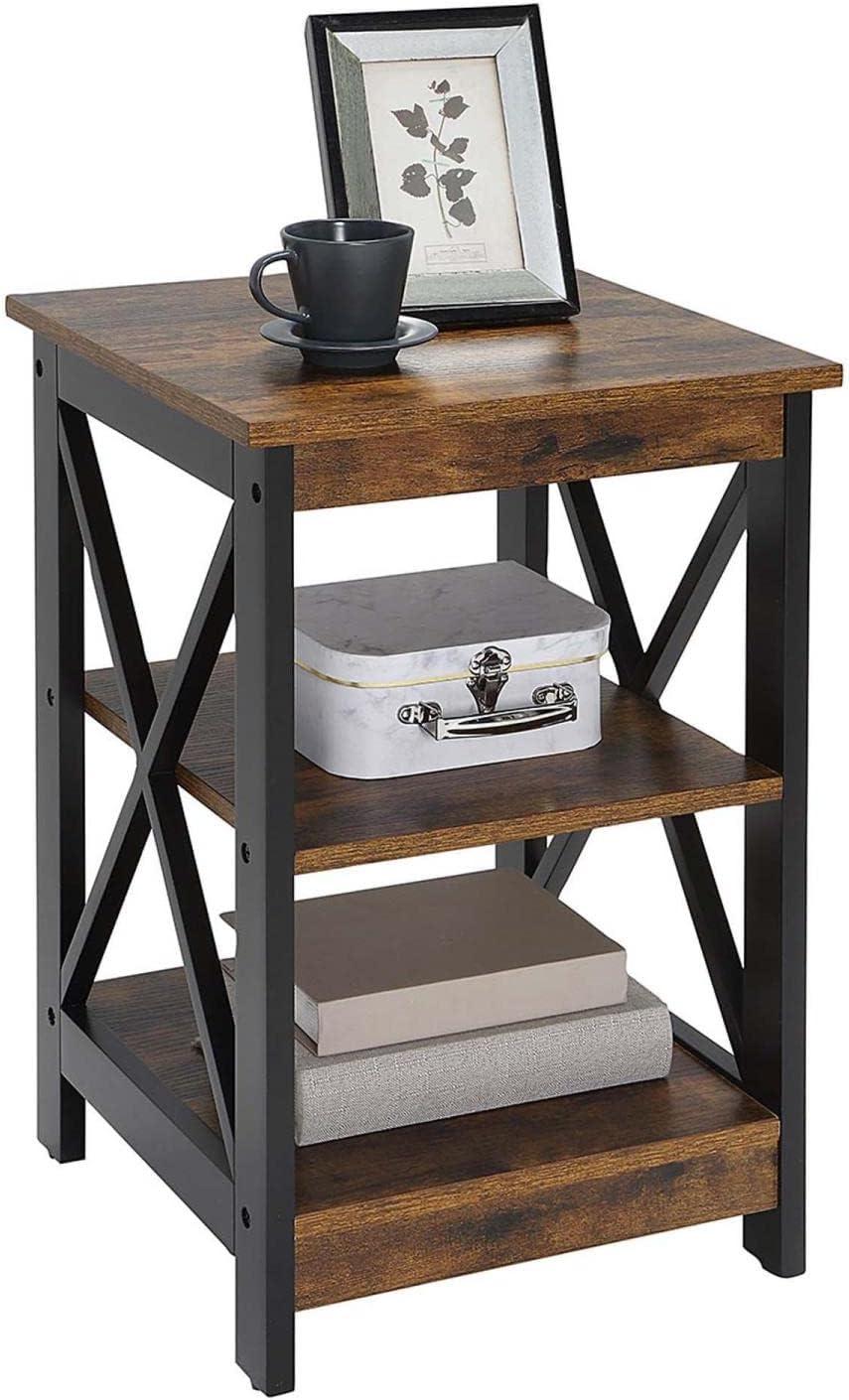 Covenience Concepts Oxford End Table with Shelves, Barnwood/Black