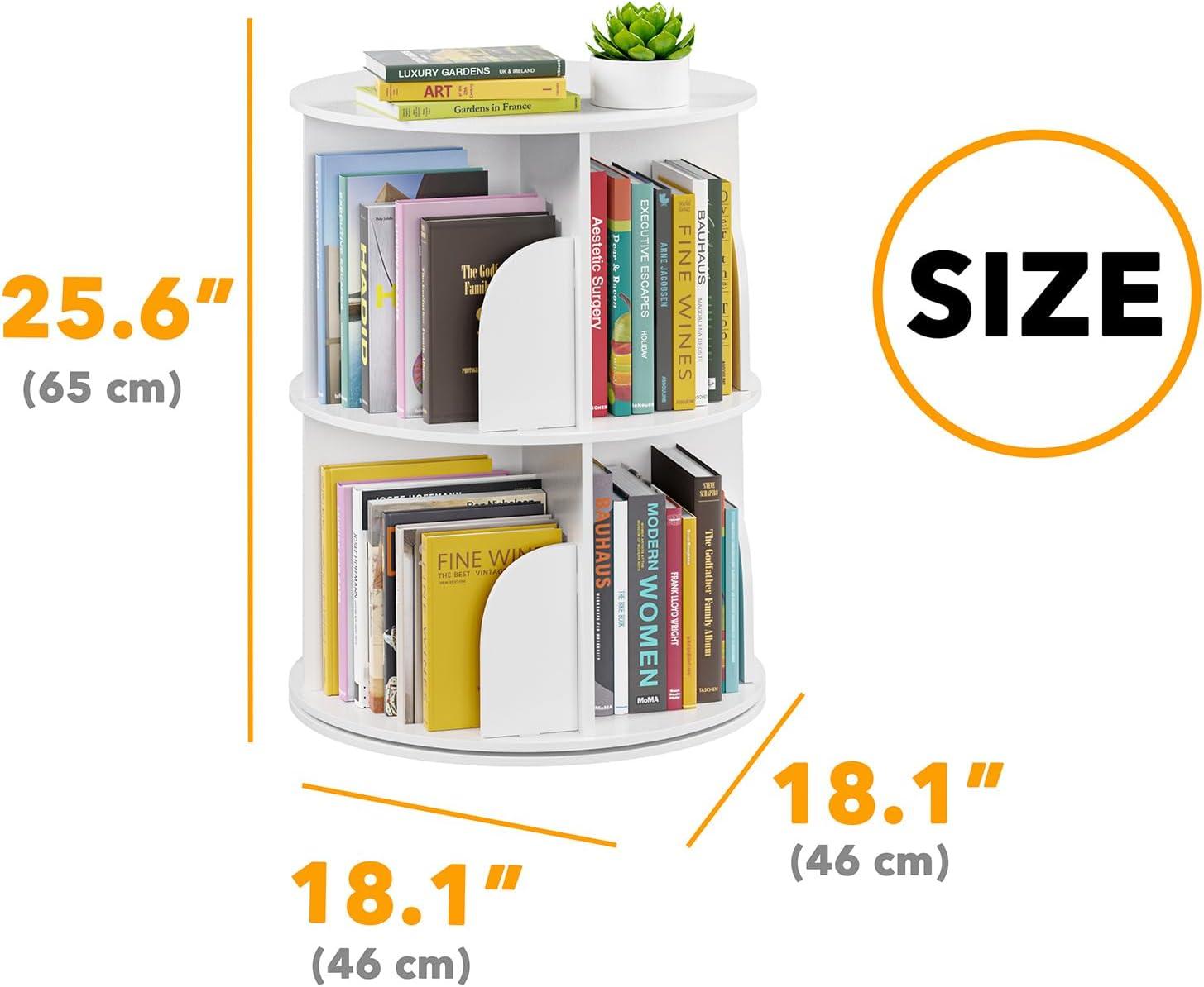 SpaceAid Rotating Bookshelf Tower, 360° Spinning Bookcase Lazy Susan, Revolving Round Carousel For Book Storage, Vertical Turning Spiral Corner Organizer