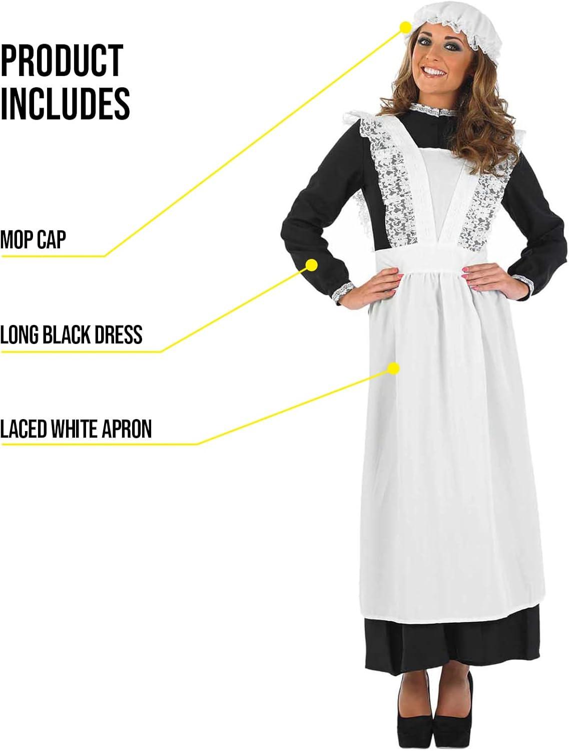 Fun Shack Womens Victorian Maid Costume Ladies Florence Nightingale Fancy Dress Halloween Black XL