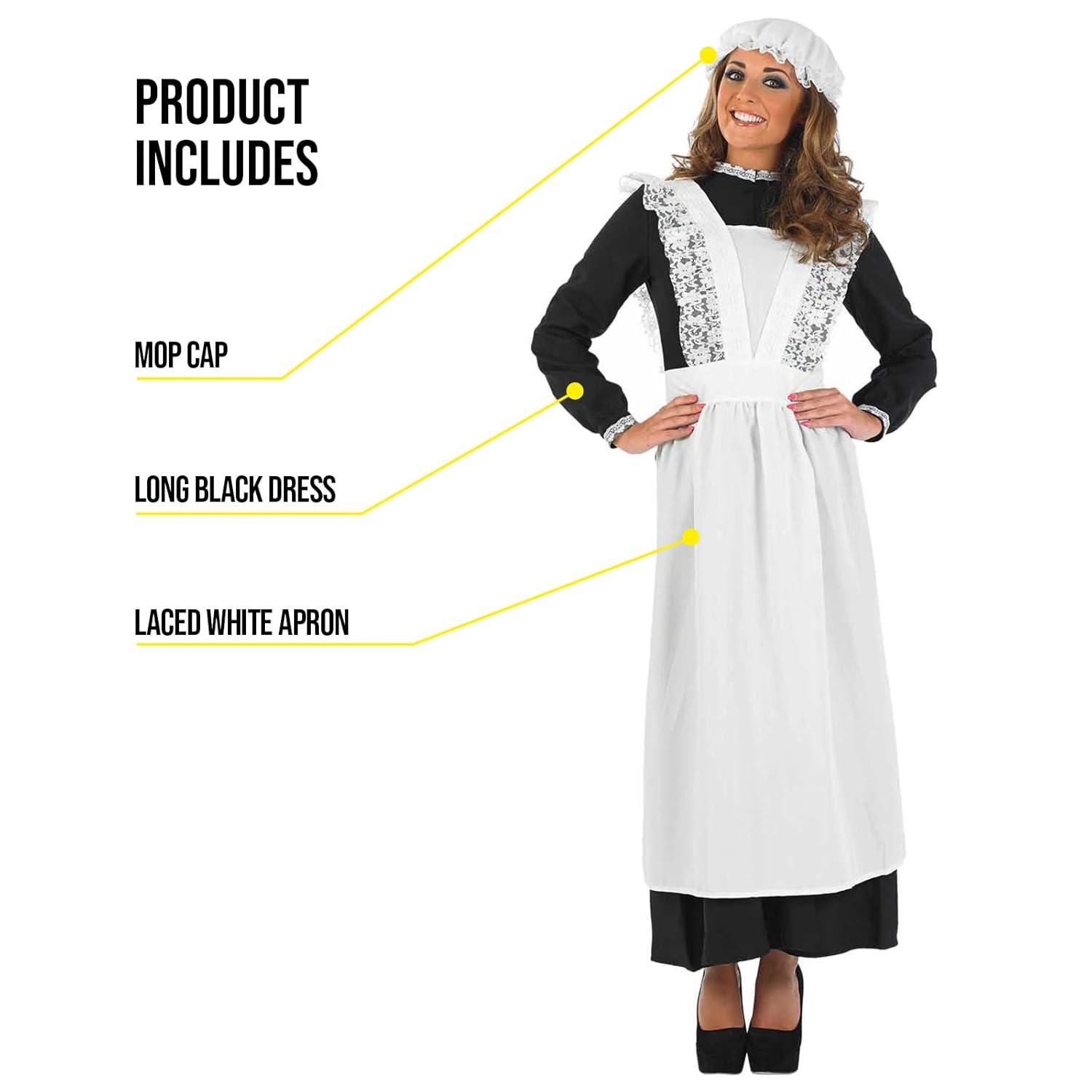 Fun Shack Womens Victorian Maid Costume Ladies Florence Nightingale Fancy Dress Halloween Black XL