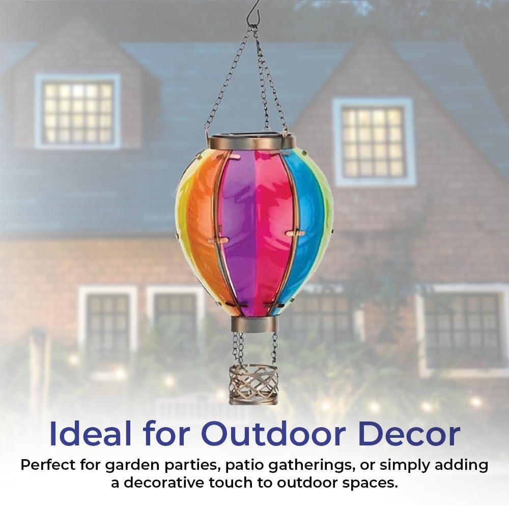 15'' Multicolor Glass Hot Air Balloon LED Lantern