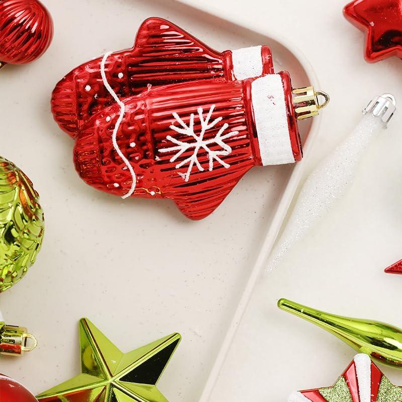 BENESKY Christmas Tree Decorations Set, 70ct Red and White Shatterproof Christmas Ball Ornaments Bulk, Hanging Ornaments for Christmas Trees Xmas Holiday Decor