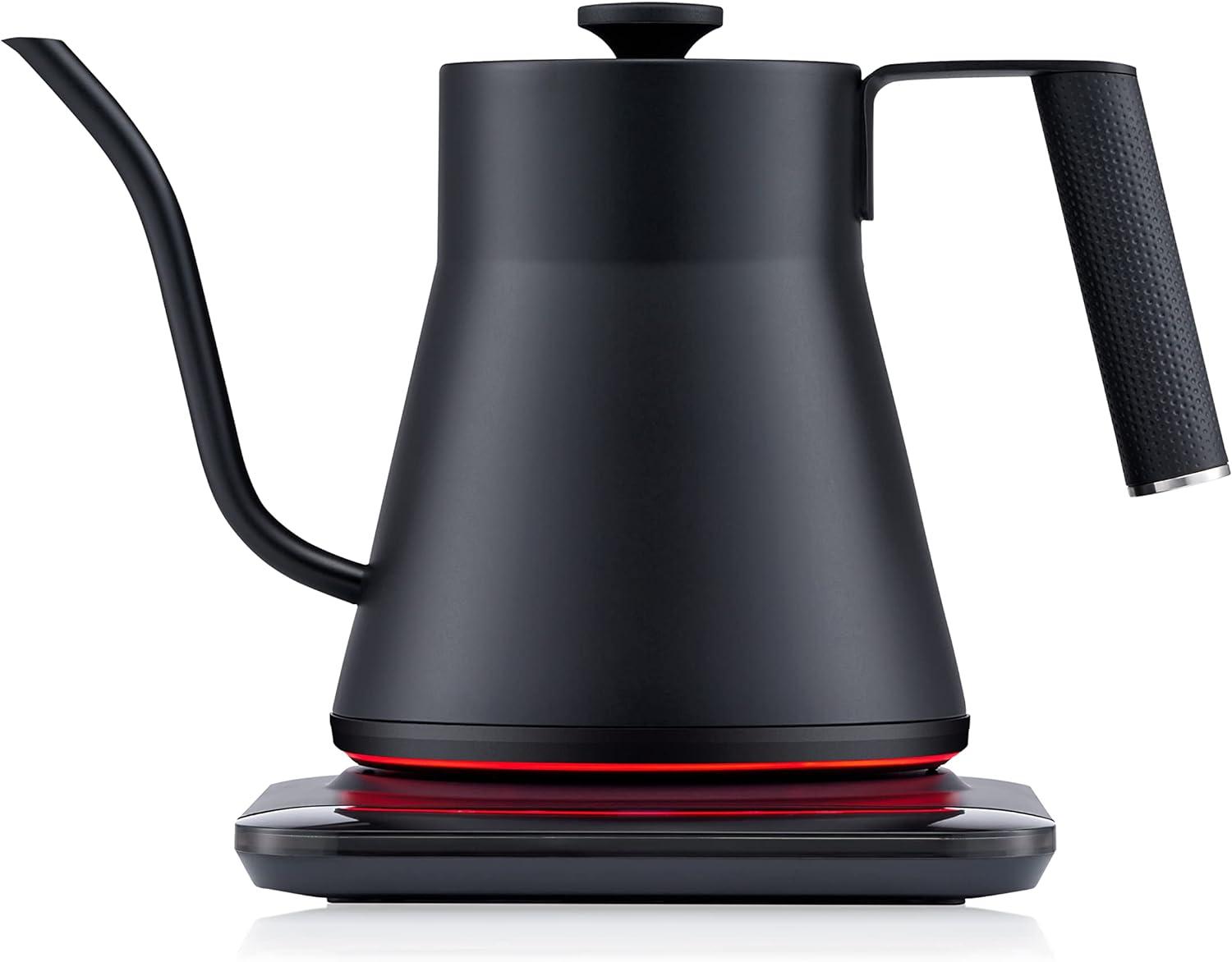 Matte Black Stainless Steel Electric Gooseneck Kettle with Precise Temperature Control