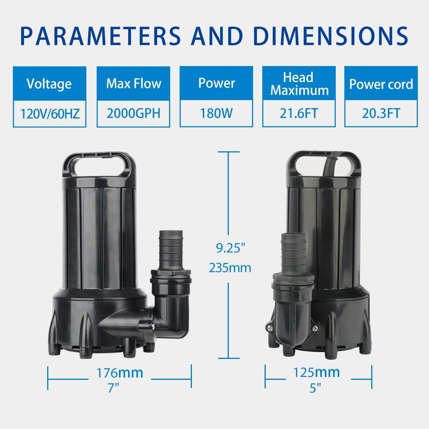 Large Black Submersible Pond Pump with Ceramic Impeller