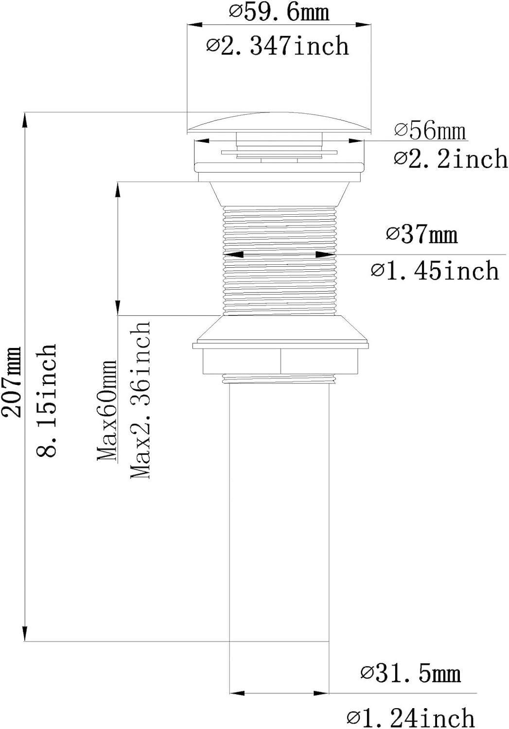 BWE Bathroom Sink Drain Bathroom Faucet Vessel Vanity Sink Drain Stopper Without Overflow Fits Bathroom Standard Sink Hole 1-1/2" to 1-3/4" Brushed Nickel