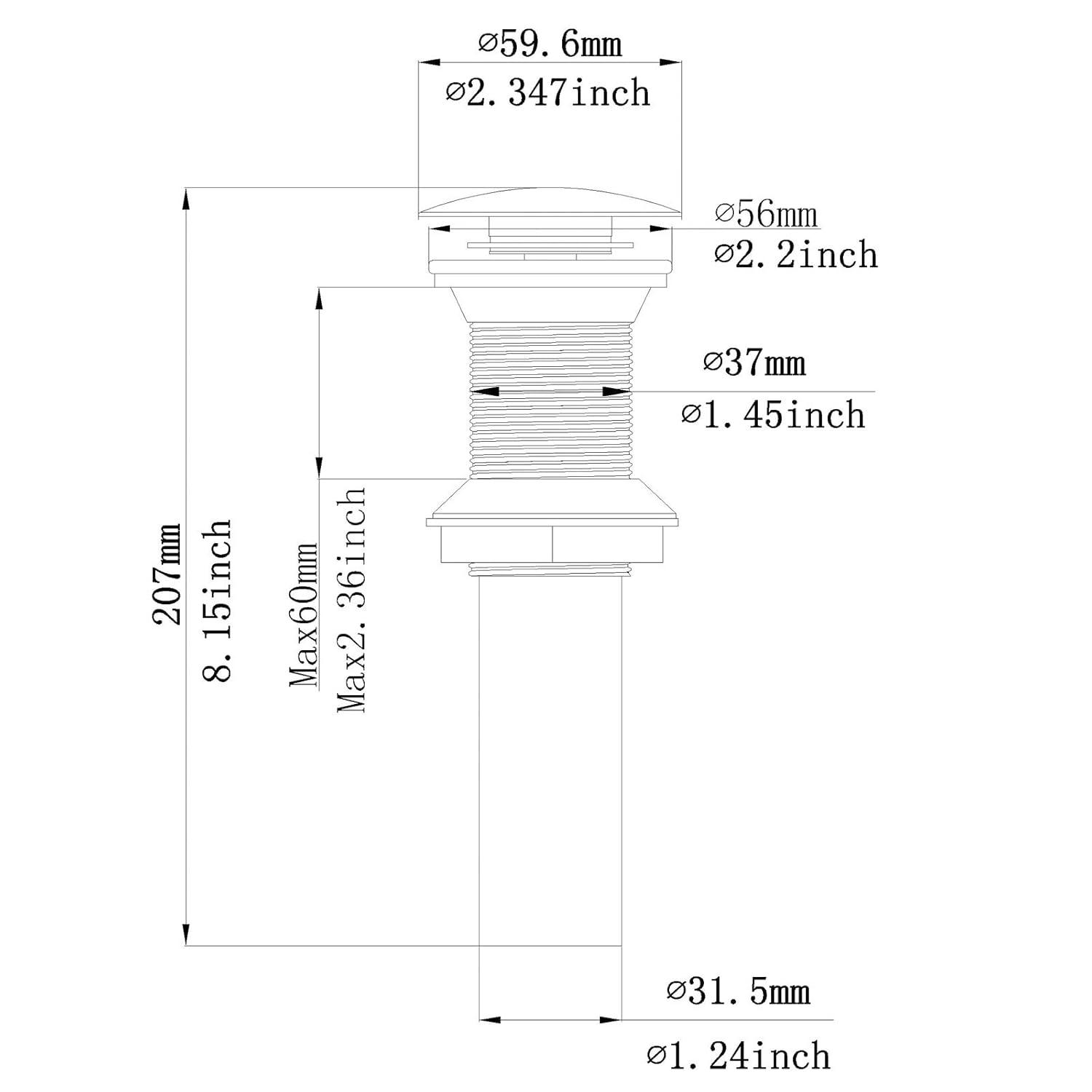 BWE Bathroom Sink Drain Bathroom Faucet Vessel Vanity Sink Drain Stopper Without Overflow Fits Bathroom Standard Sink Hole 1-1/2" to 1-3/4" Brushed Nickel
