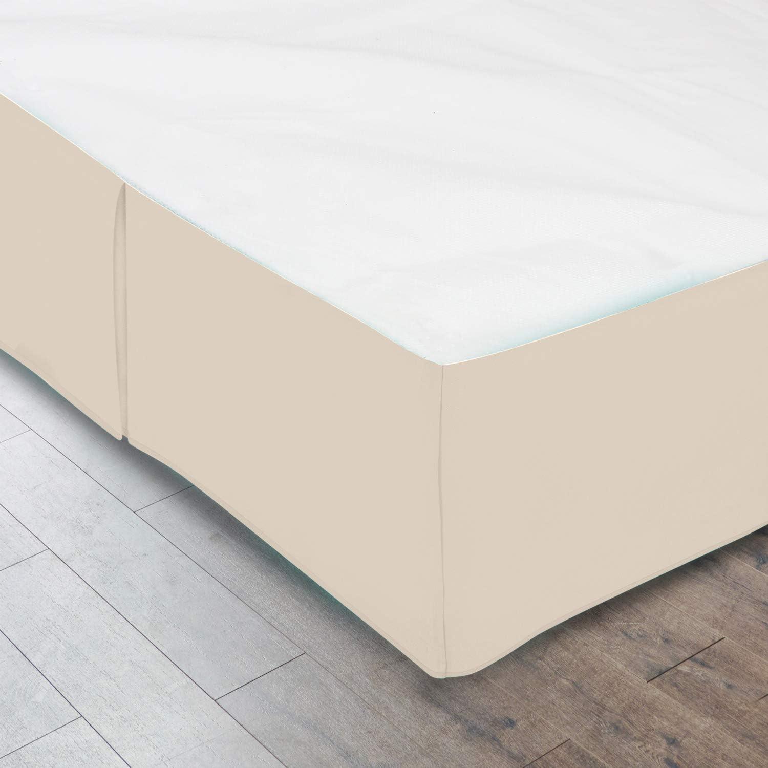 Clara Clark Pleated Bed Skirt - 14 inch Tailored Drop Luxury Double Brushed Microfiber Dust Ruffle - Includes 8 Pins, Twin Size, Cream