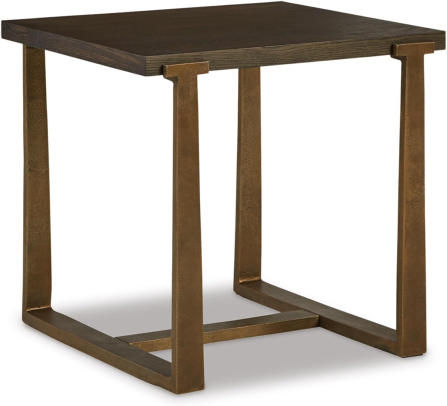 Balintmore Contemporary 22" Rectangular End Table in Brown and Gold