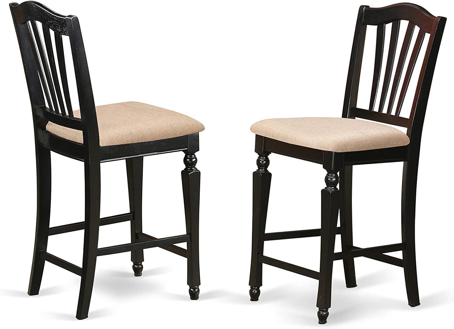 East West Furniture Pub 3-piece Pub Table and Dining Chair Set in Black/Cherry