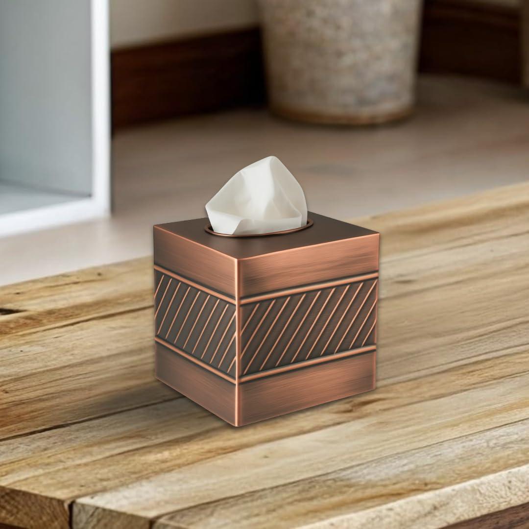 Monarch Abode Geometric Embossed Metal Tissue Box Cover