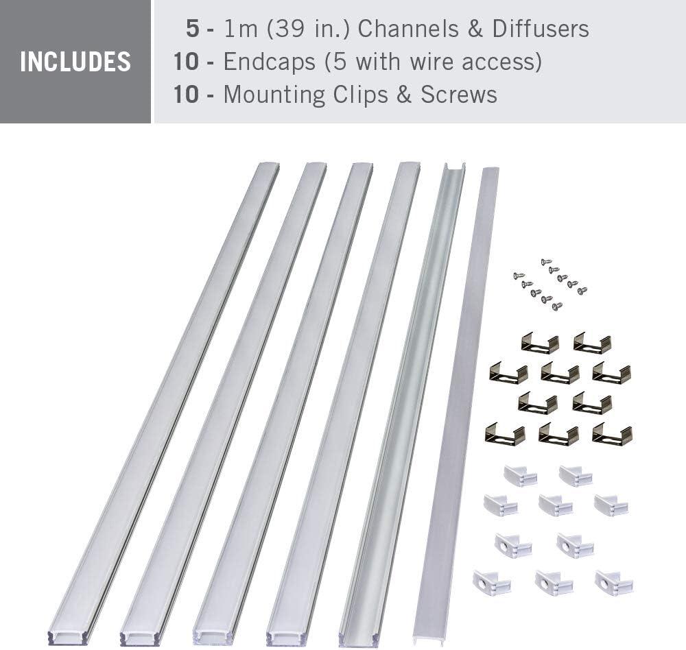 LED Tape Light Mounting Channel, Surface Mount, Silver