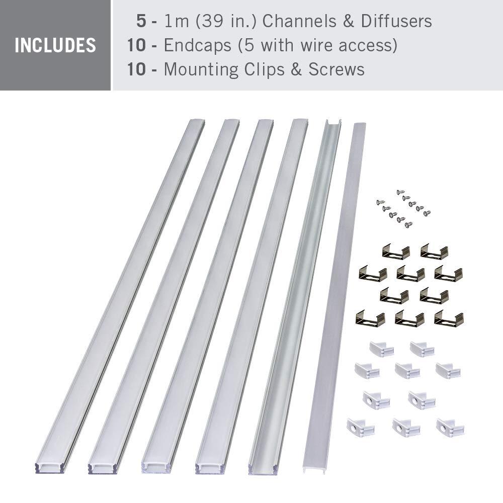 LED Tape Light Mounting Channel, Surface Mount, Silver