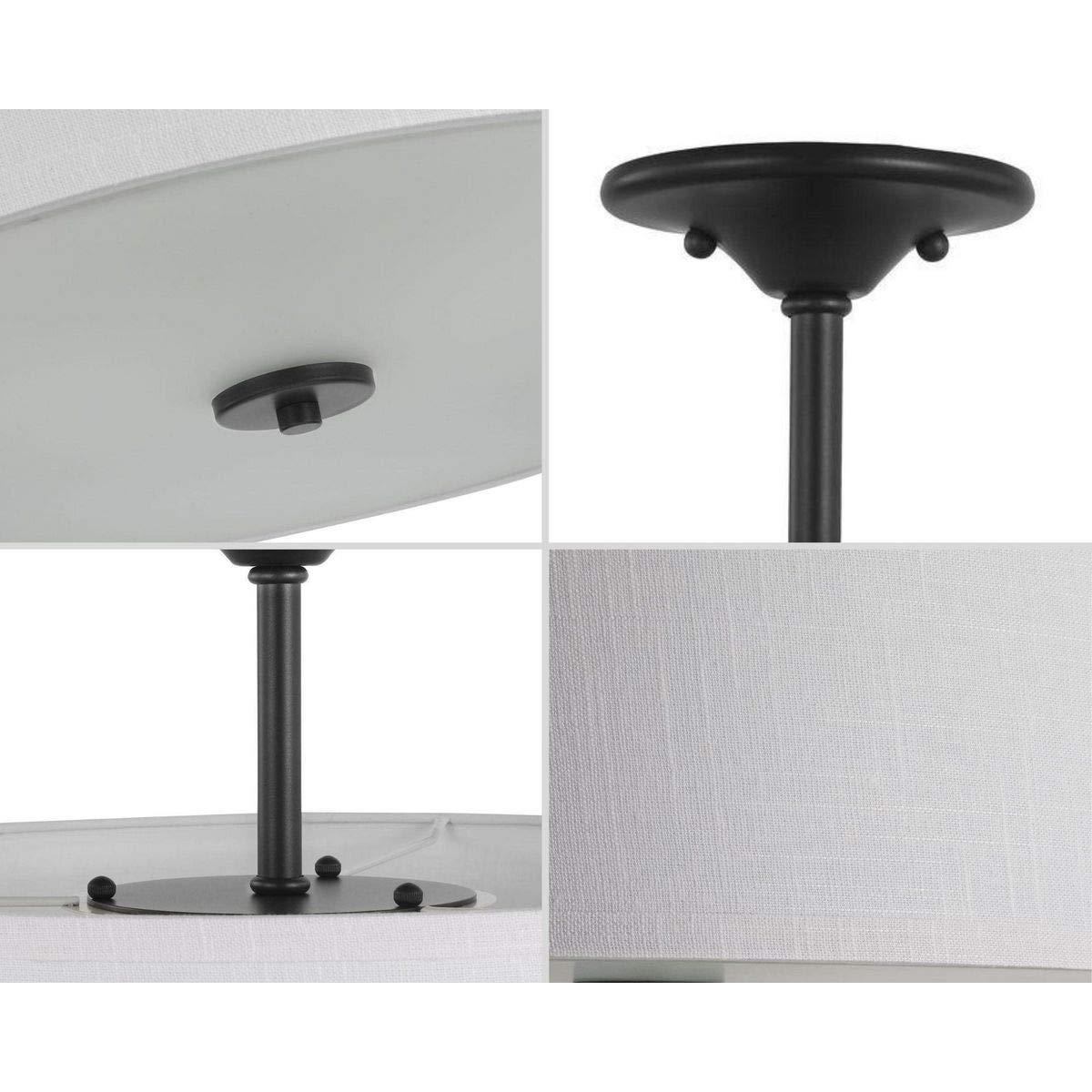 Progress Lighting, Inspire Collection, 3-Light Semi-Flush Mount, Graphite, Summer Linen Shade