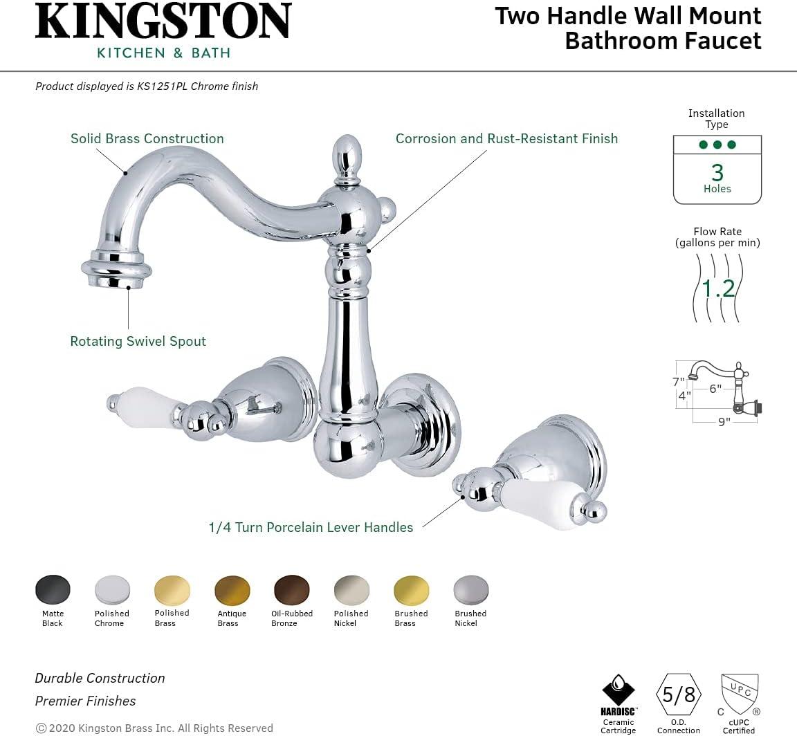 Heritage Polished Chrome Wall-Mounted Bathroom Faucet
