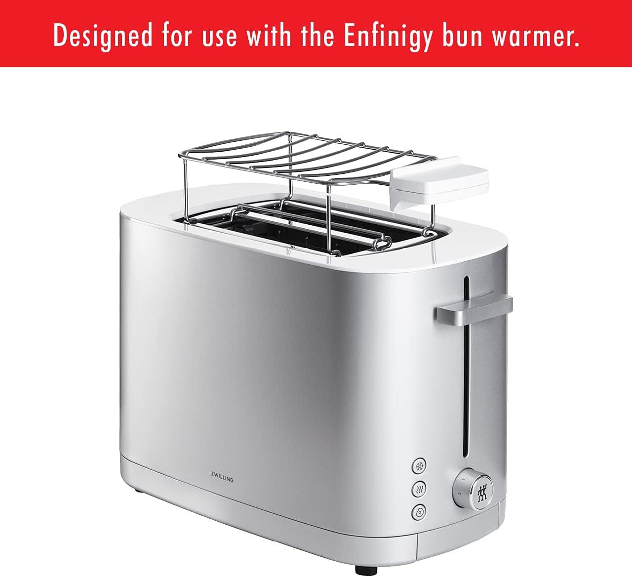 ZWILLING Enfinigy, 2-Slice Toaster, Extra Wide 1.5" Slots for Bagels and Toast, Silver