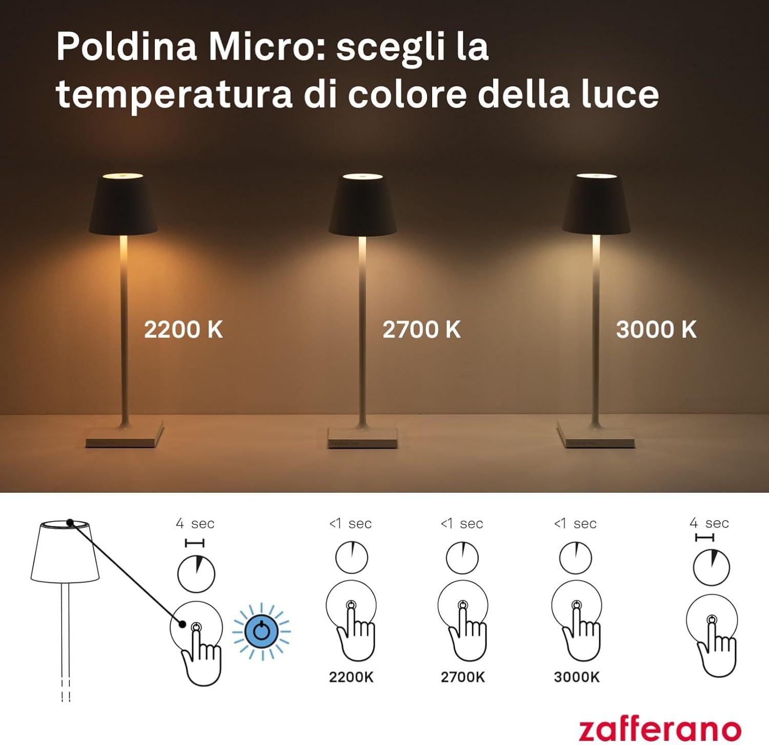 Dark Grey Cordless Touch LED Table Lamp