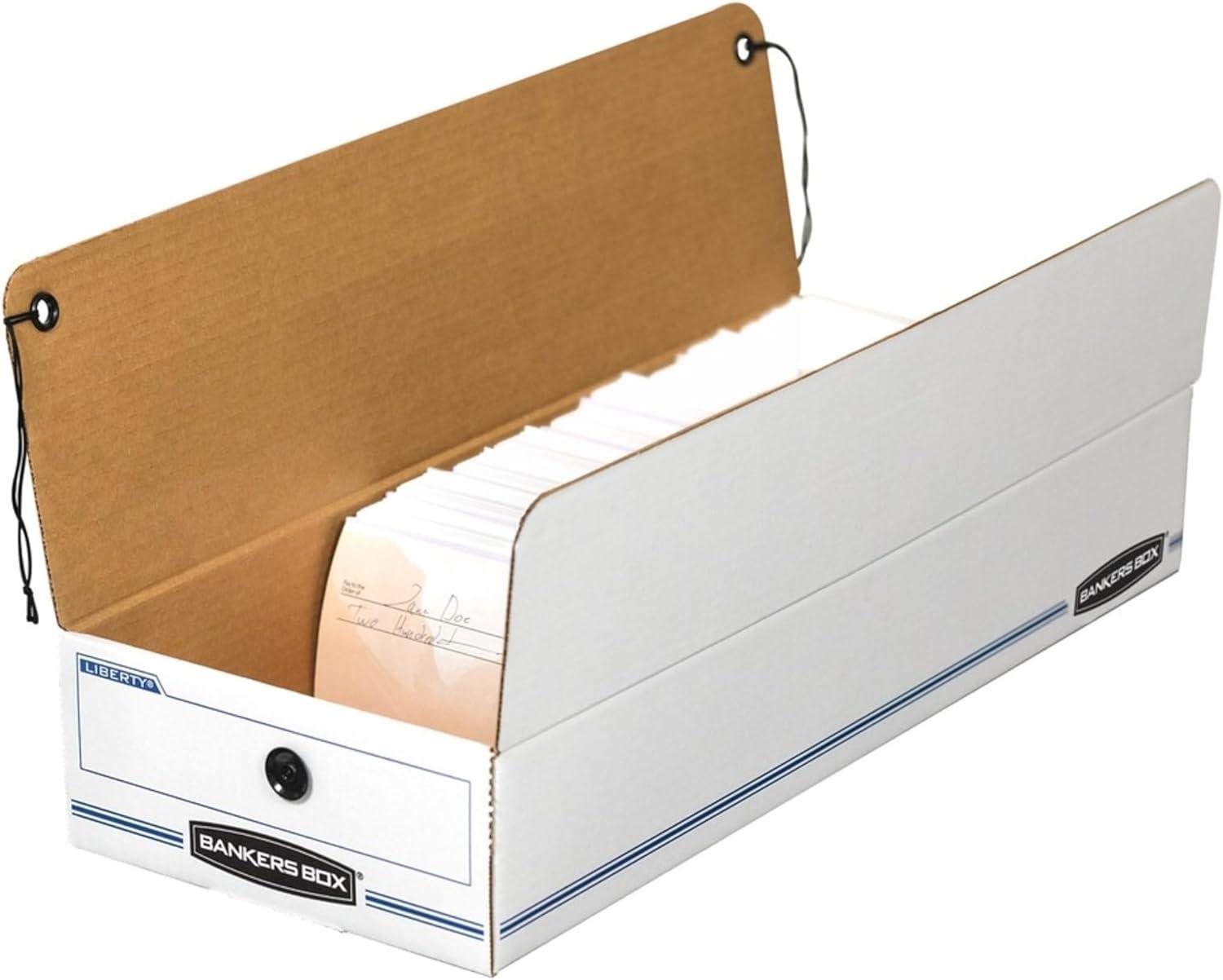 Bankers Box® Liberty Check/Deposit Slip Storage Box, 9 x 23 x 4, WE/BE, 12/Carton
