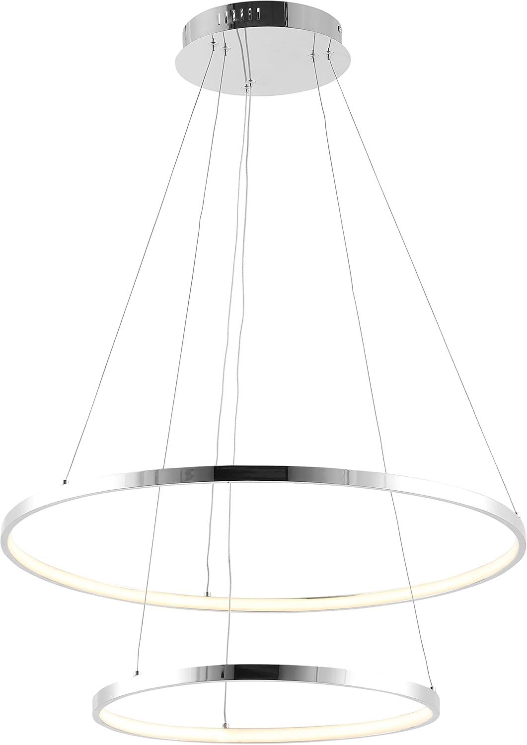 Brice 24″ 2-Light Modern Bohemian Iron Integrated LED Pendant, Chrome