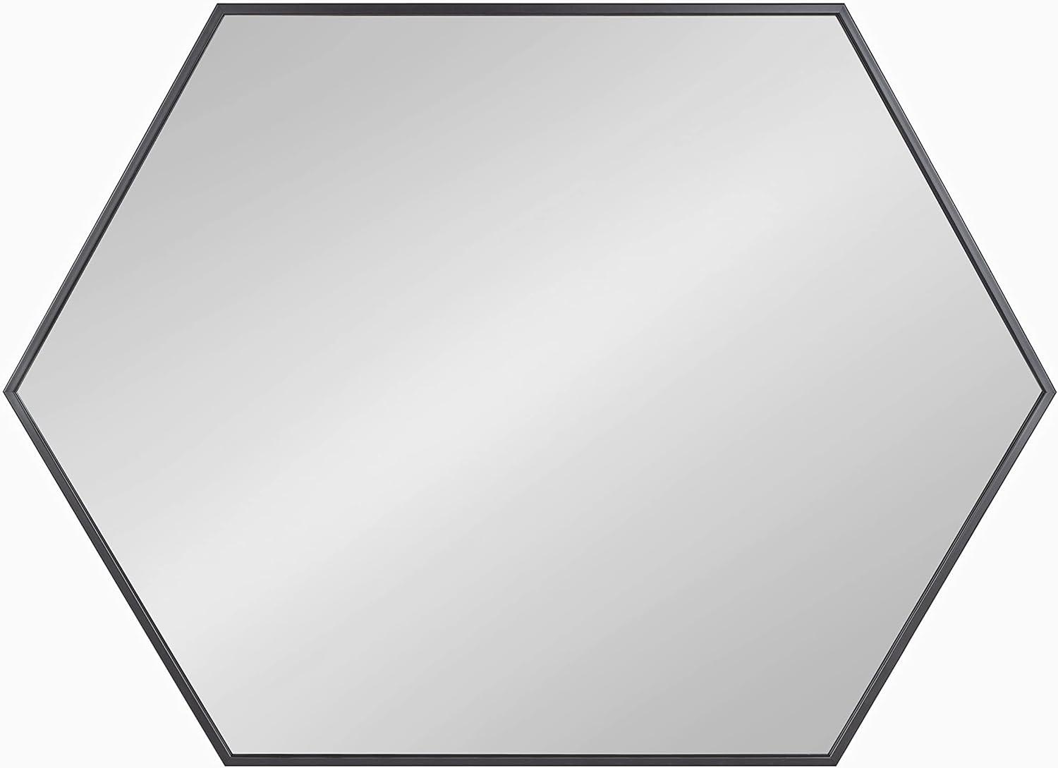 Kate & Laurel All Things Decor 22" x 31" Rhodes Hexagon Wall Mirror Black: Modern Style, No Assembly, Wall Mounted