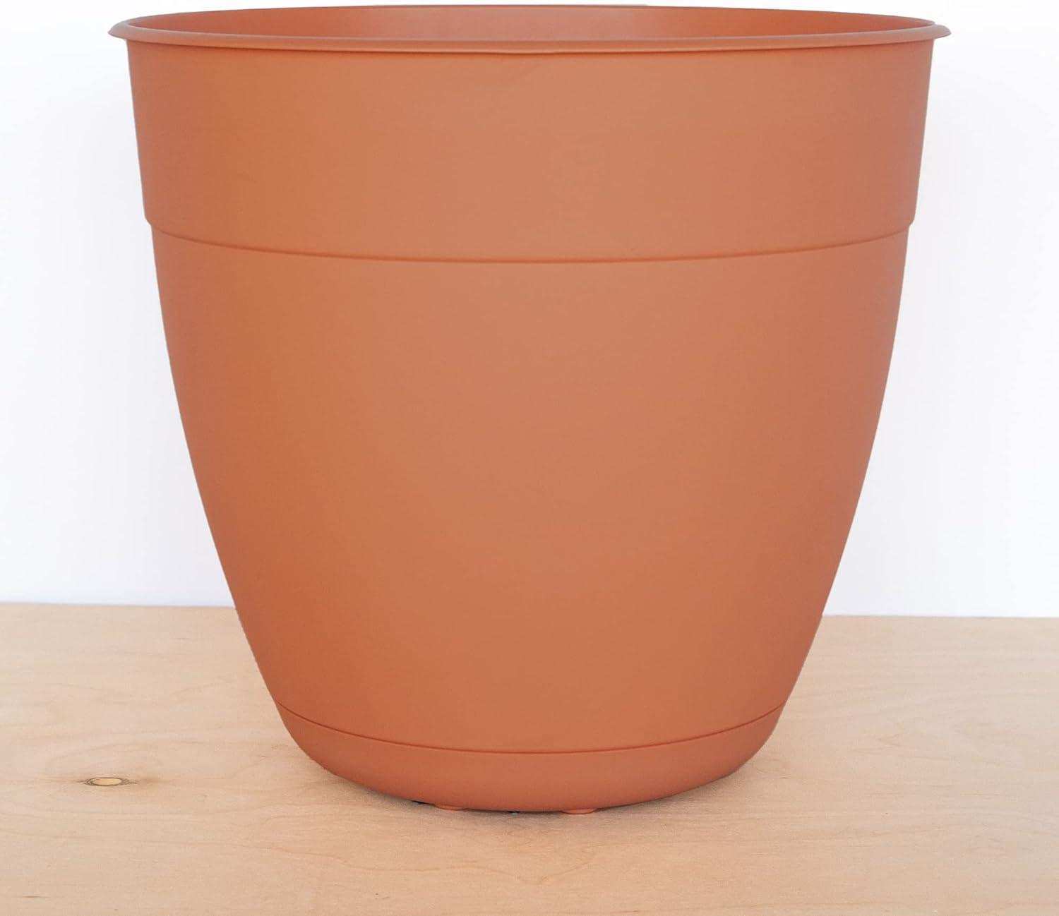 Bloem Dayton Planter With Saucer: 12" - Terra Cotta - 100% Recycled Plastic Pot, Removable Saucer, Elevated Feet, For Indoor and Outdoor Use, Gardening, 3 Gallon Capacity