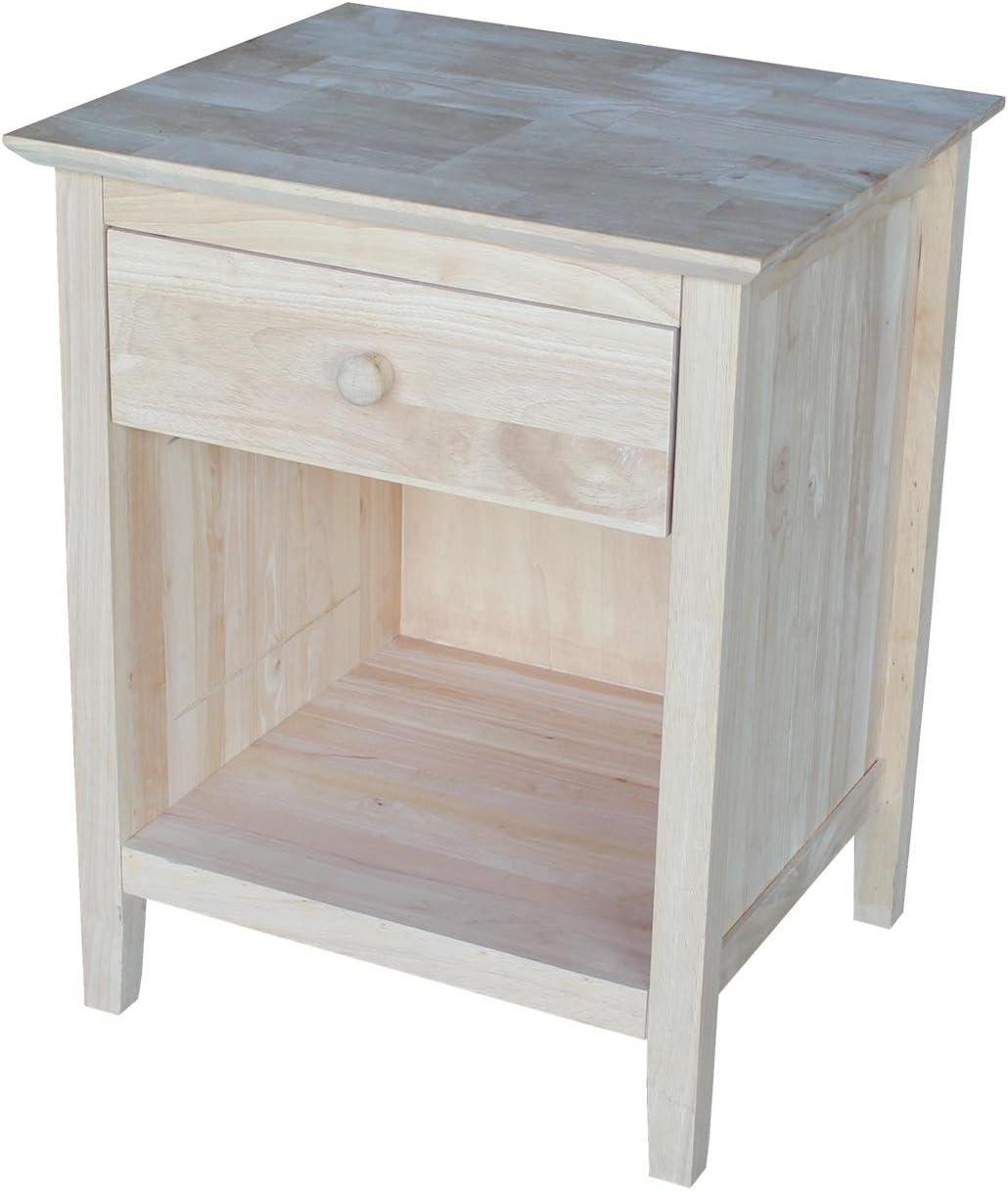 Light Wood 1-Drawer Nightstand with Tapered Legs