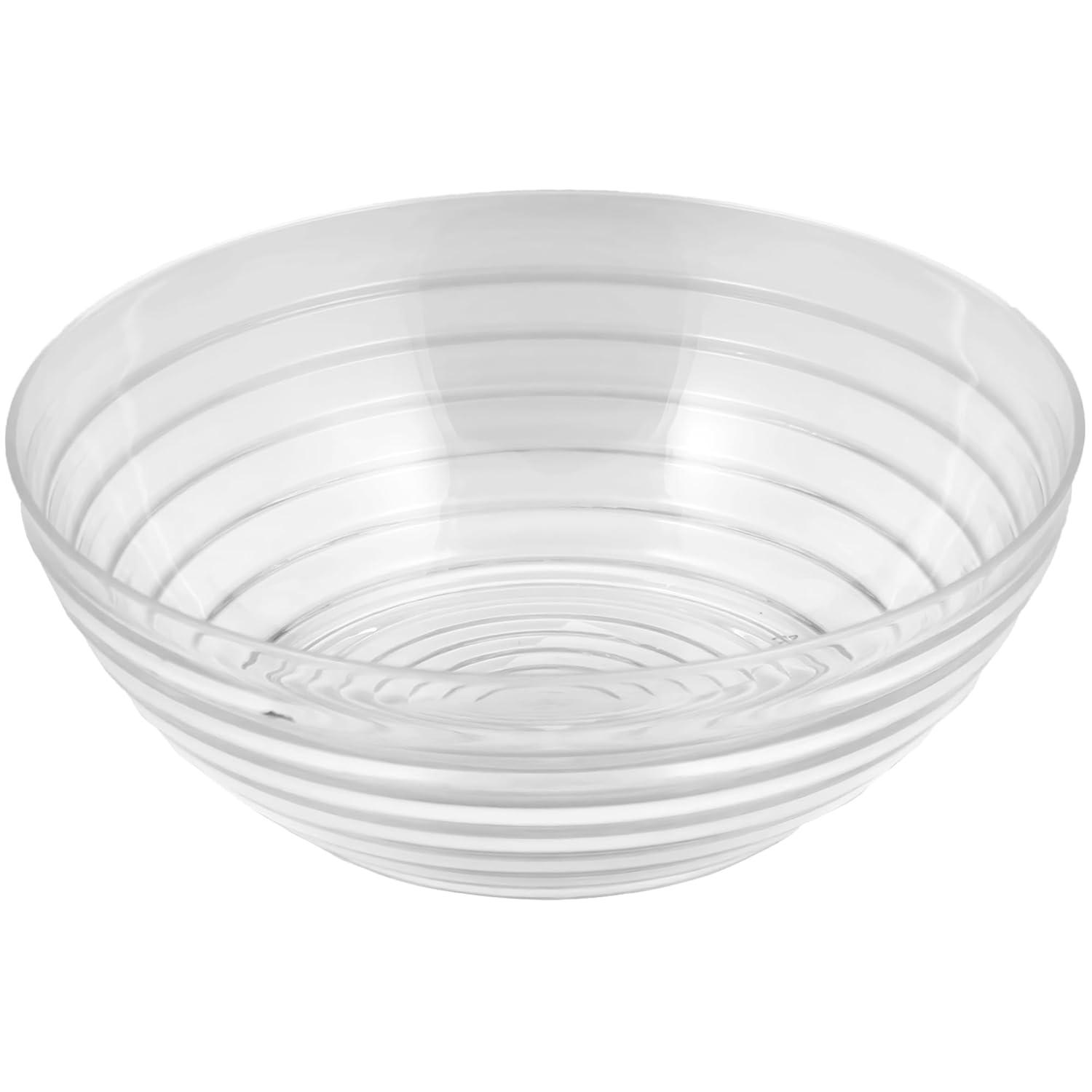 Elegant Clear Crystalware Ringed Bowl, 5 qt. (1 Pc.) - BPA Free, Versatile & Stylish Design, Perfect for Entertaining and Every Occasion