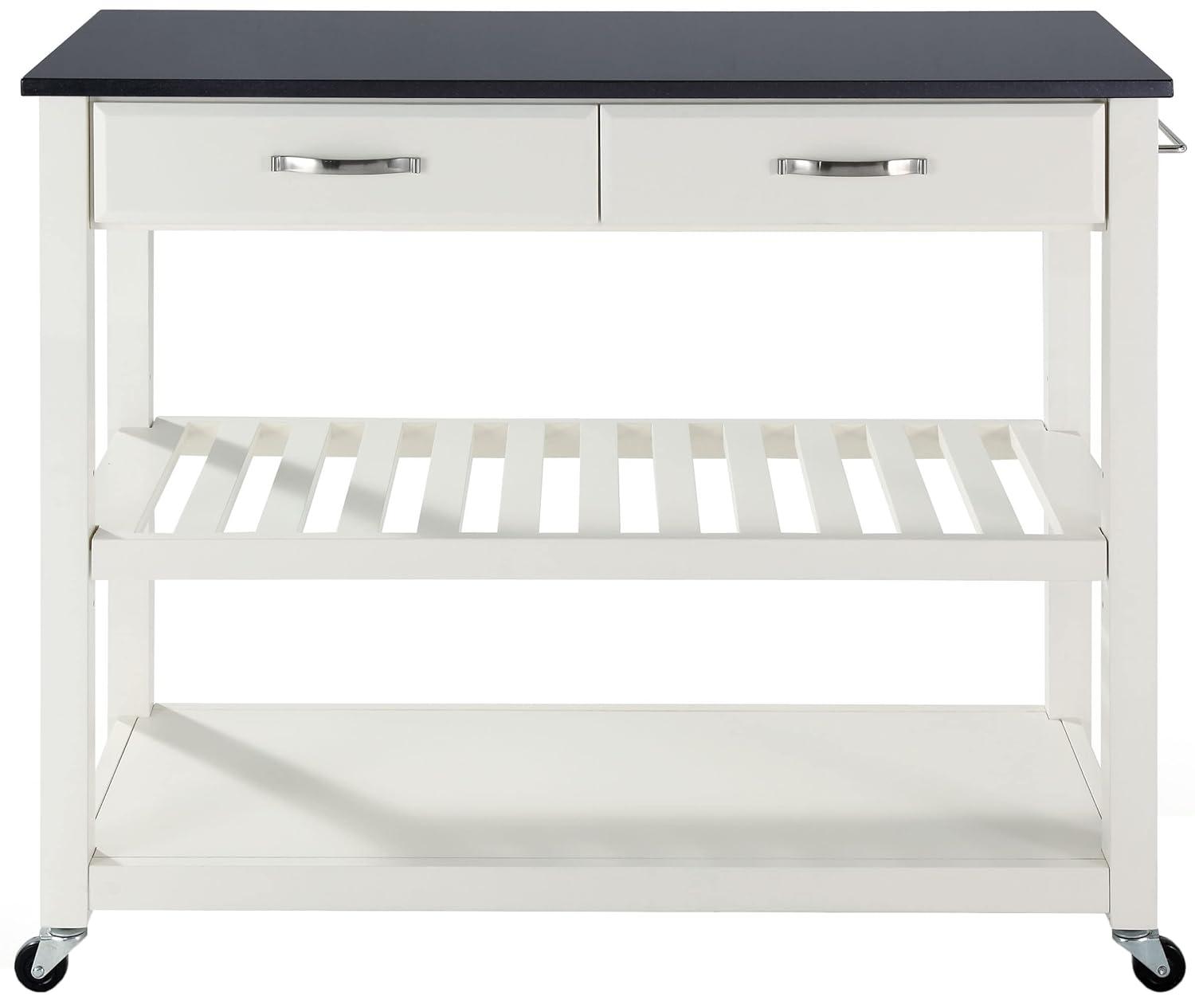Granite Top Kitchen Prep Cart White/Black - Crosley