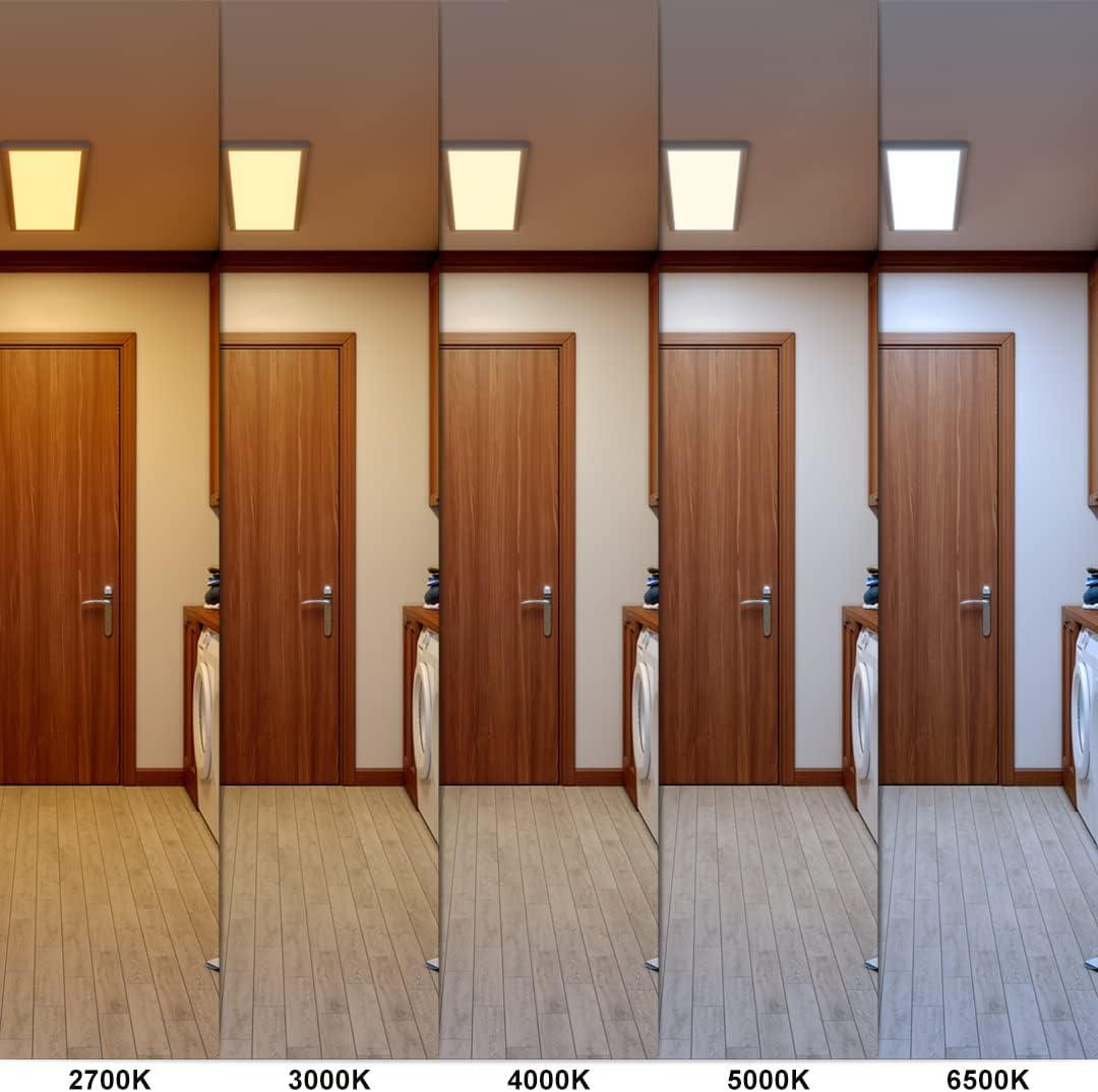 Good Earth Lighting Flat Panel 24-inch Ceiling Fixture - Nickel, Dimmable, 3800 Lumens, 5-White Selectable Color Changing Temperature, Suitable for Damp Locations, 50,000 Hour Rated Lamp Life