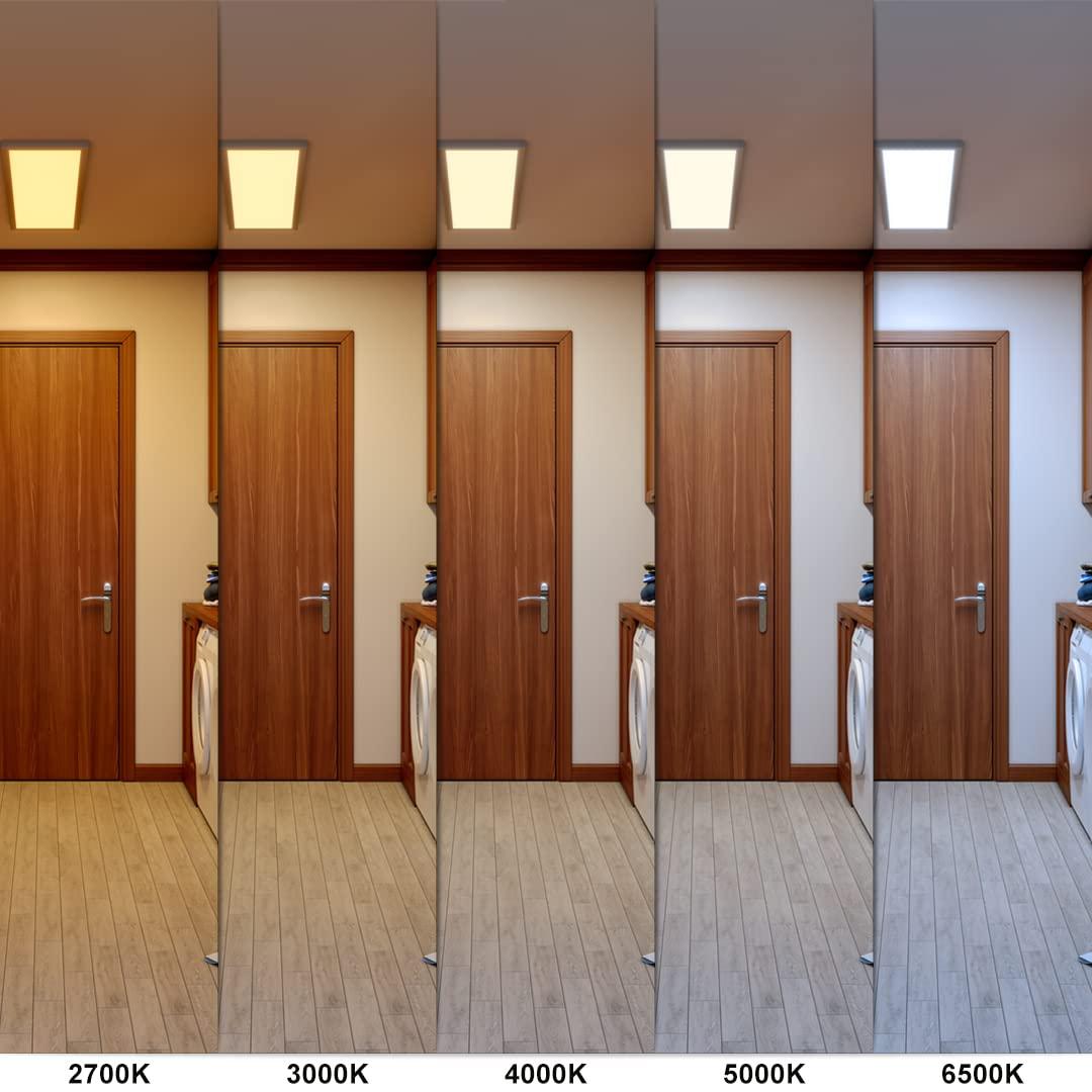 Good Earth Lighting Flat Panel 24-inch Ceiling Fixture - Nickel, Dimmable, 3800 Lumens, 5-White Selectable Color Changing Temperature, Suitable for Damp Locations, 50,000 Hour Rated Lamp Life