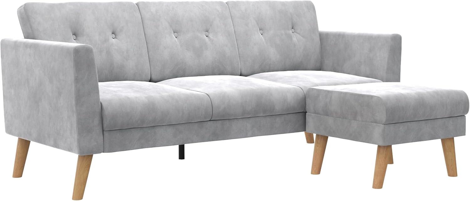 Gloria 75.5'' Wide Velvet Reversible Sofa & Chaise with Ottoman