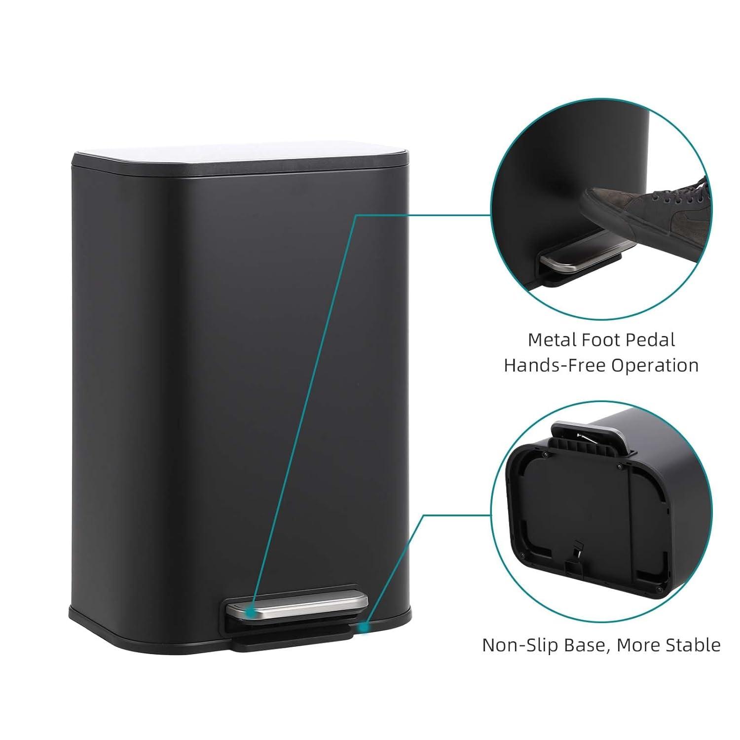 Sangdo Bathroom Trash Can, Small Step Waste Bin with Foot Pedal & Removable Inner Bucket