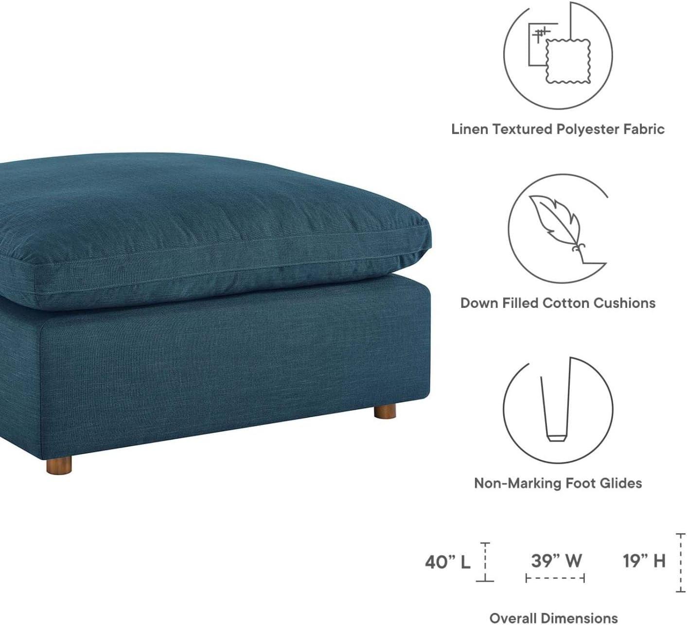 Commix Azure Overstuffed Down-Filled Ottoman