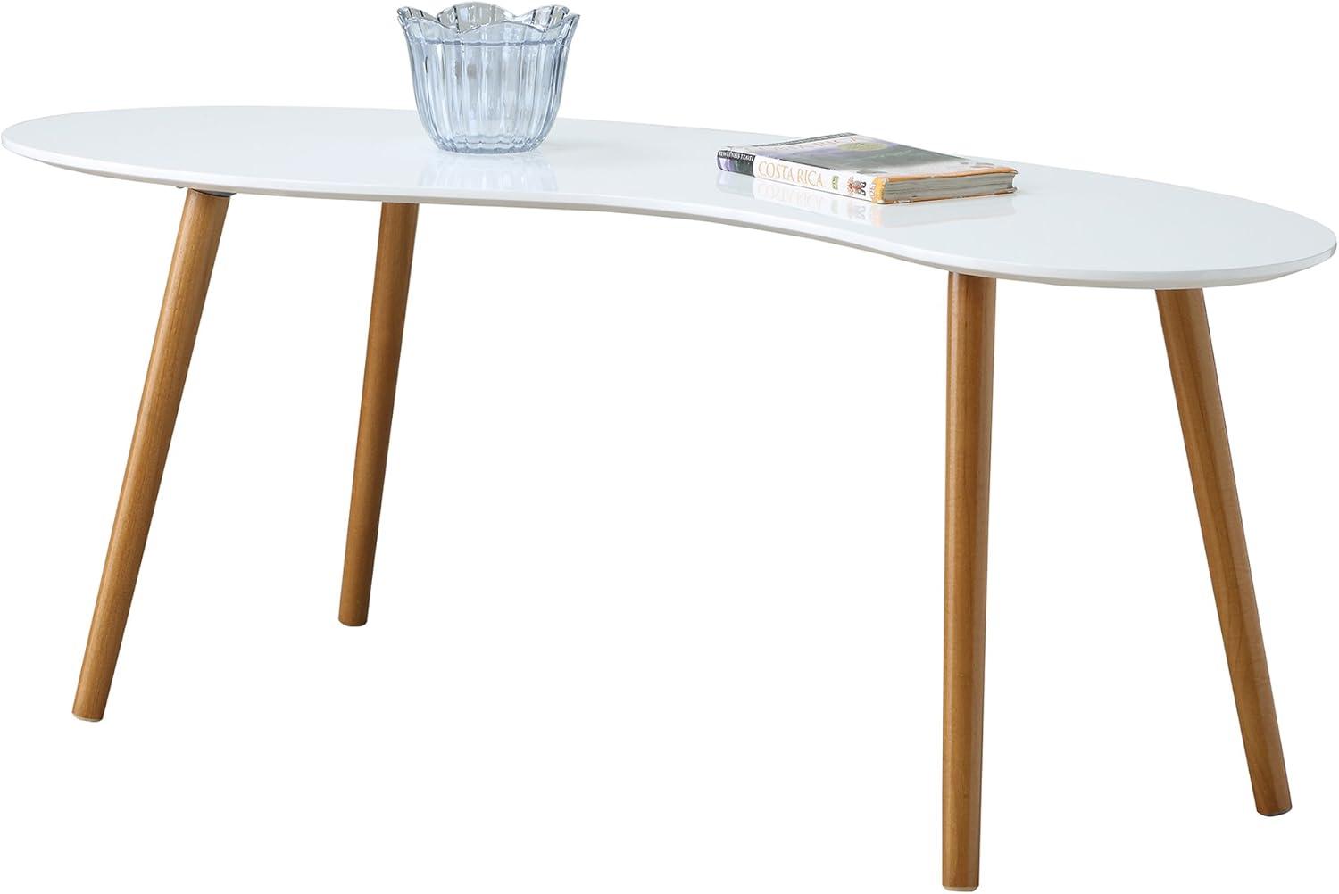 Convenience Concepts Oslo Bean-Shaped Coffee Table in Glossy White Wood Finish
