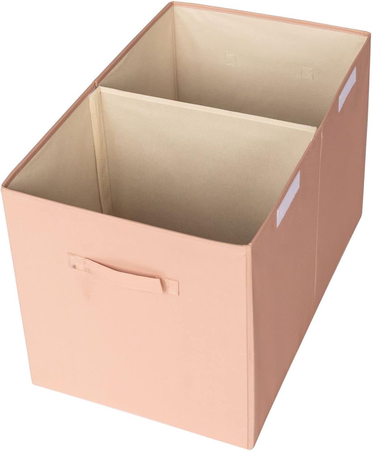 3 Sprouts Recycled Fabric Folding Chest Organizer in Clay - Collapsible Storage Basket Container with Lid & Handles