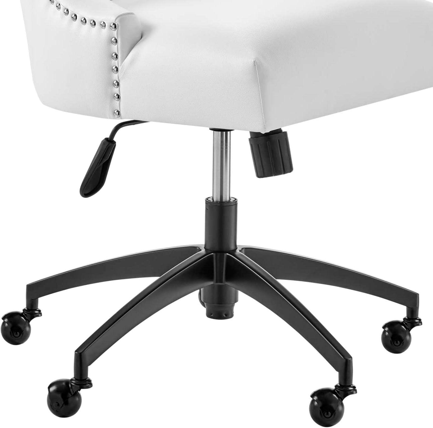 Modway Empower Vegan Leather Office Chair – Channel Tufted Ergonomic Desk Chair in Black and White with Chrome Base